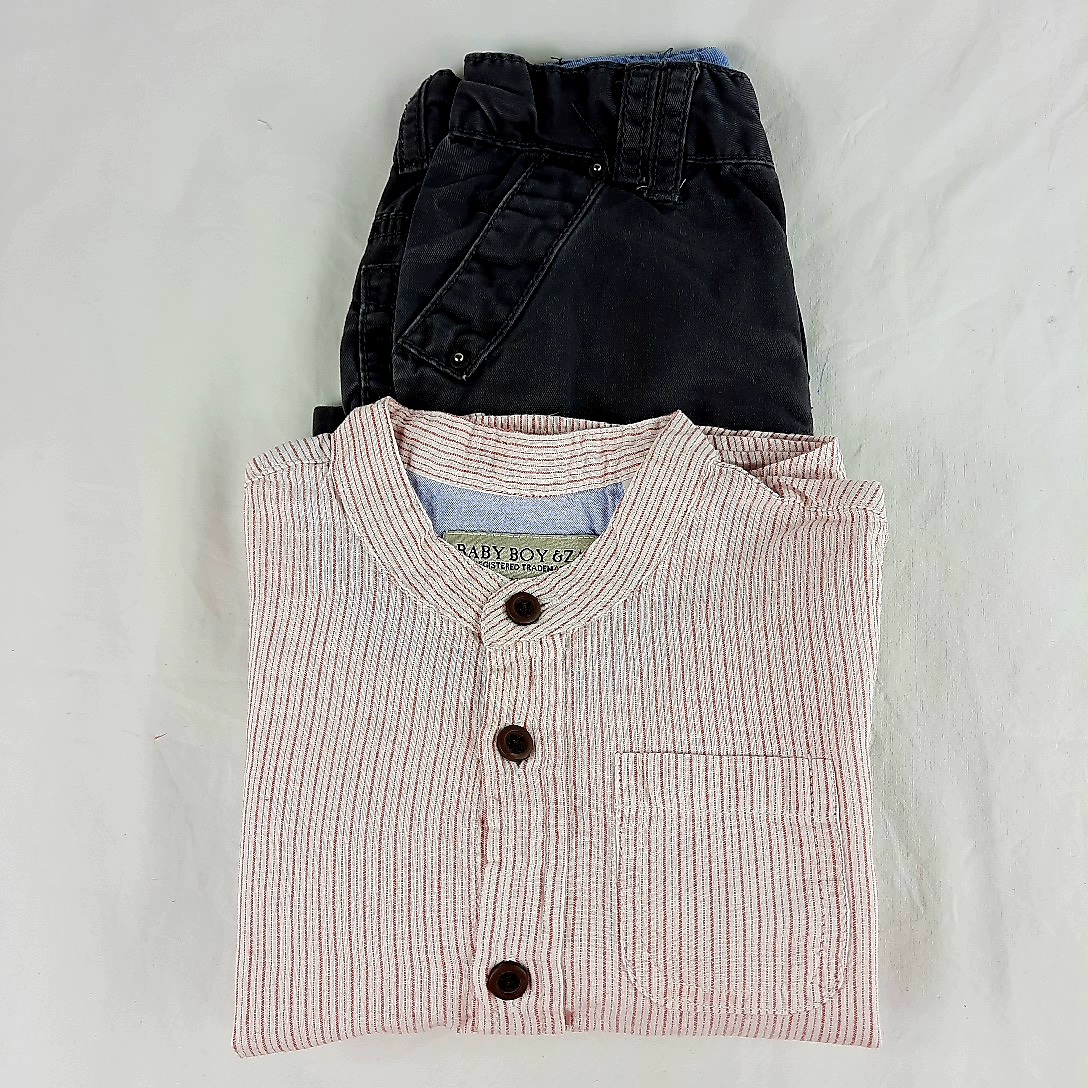Ensemble 12/18 mois pantalon OBAIBI et chemise BABY BOY ZA  Très bon état -  reconditionné disponible sur Label Emmaüs