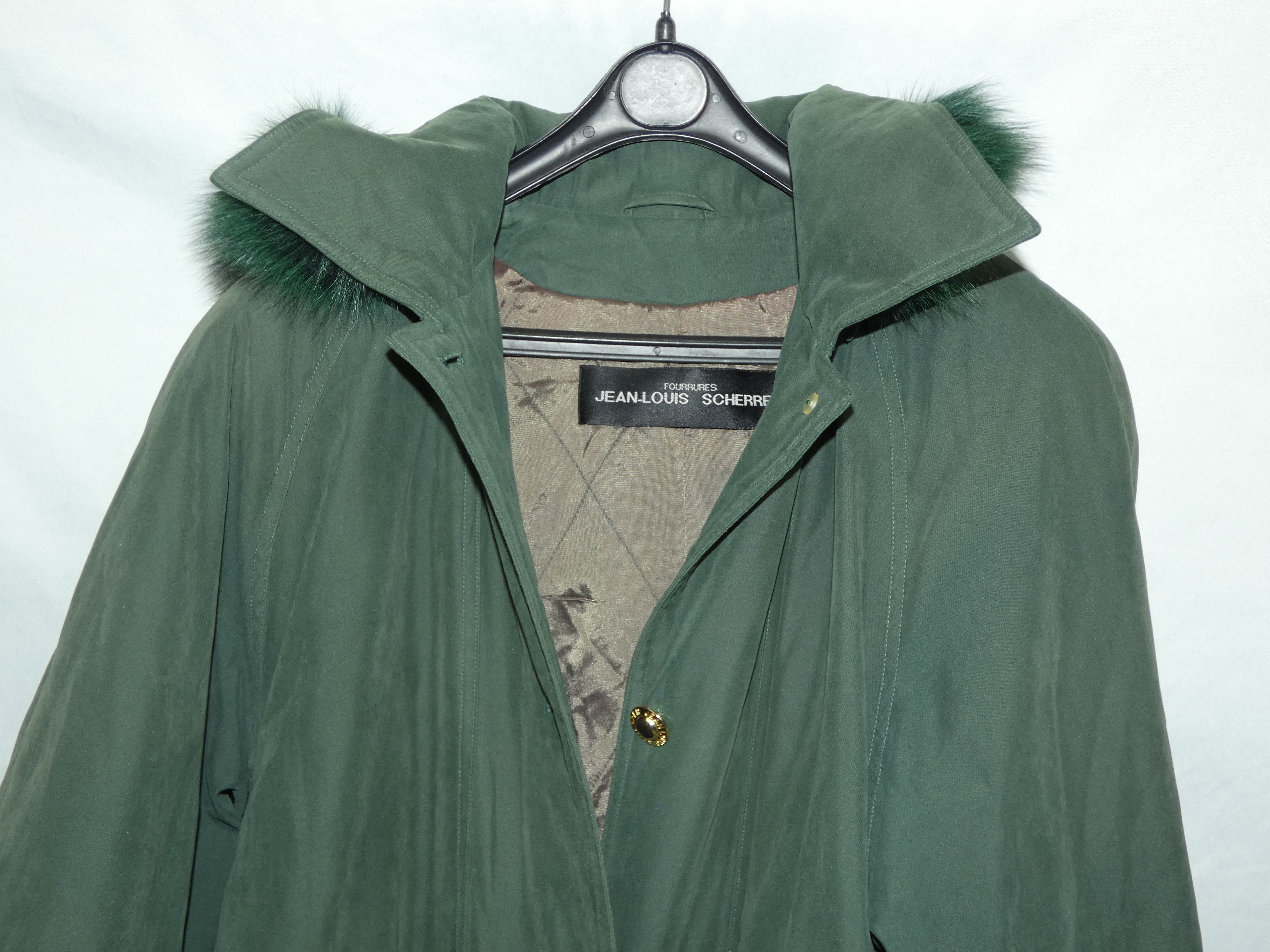 Manteau à capuche vert Jean-Louis SCHERRER Paris Taille S  - Vue 2 - 