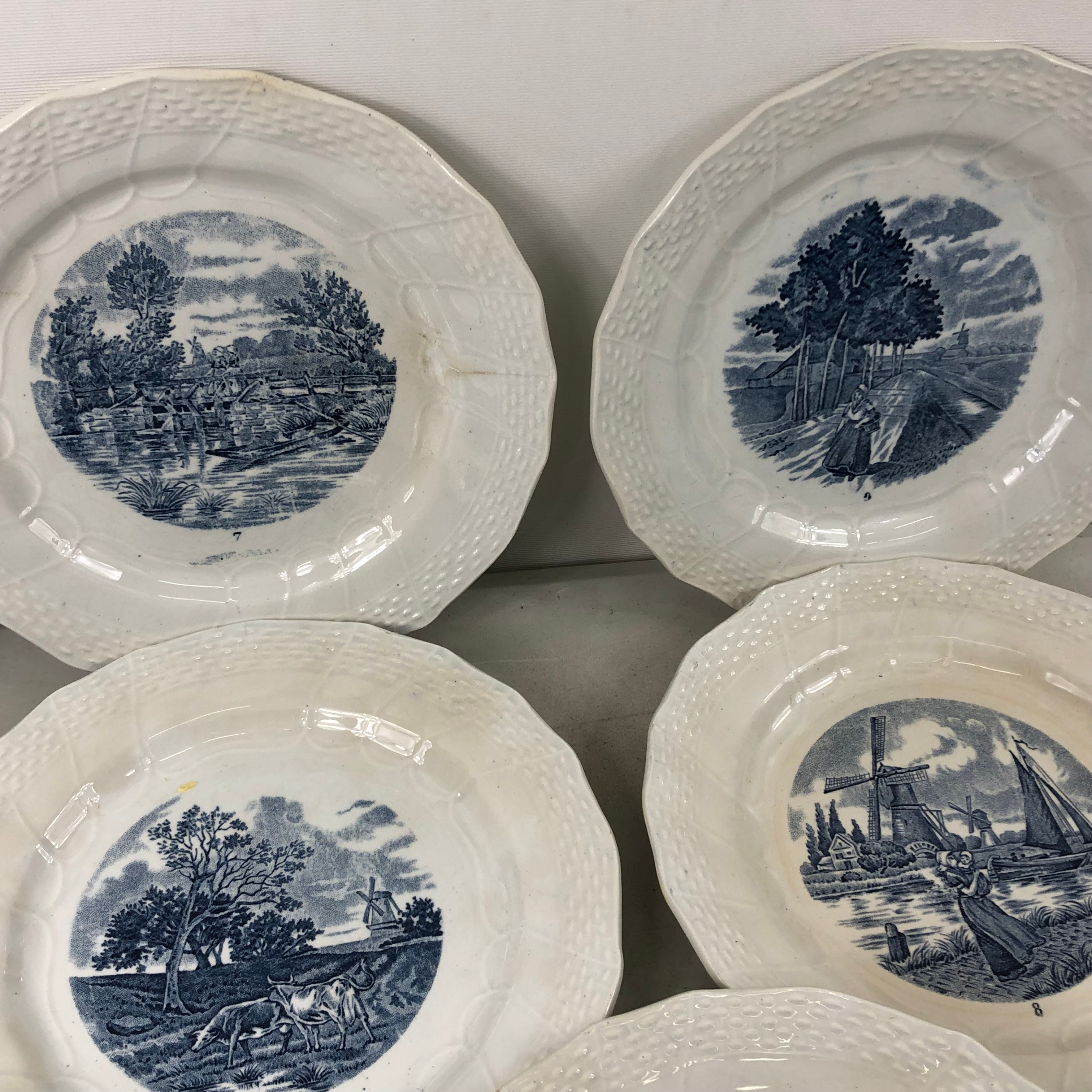 8 assiettes à dessert MOULIN DES LOUPS, DELFT  - Vue 4 - 