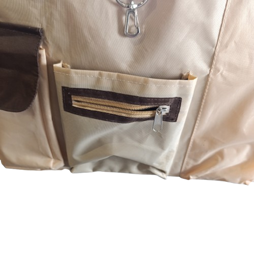 Sac à bandoulière de couleur marron crème pour femme avec poches - Photo 4