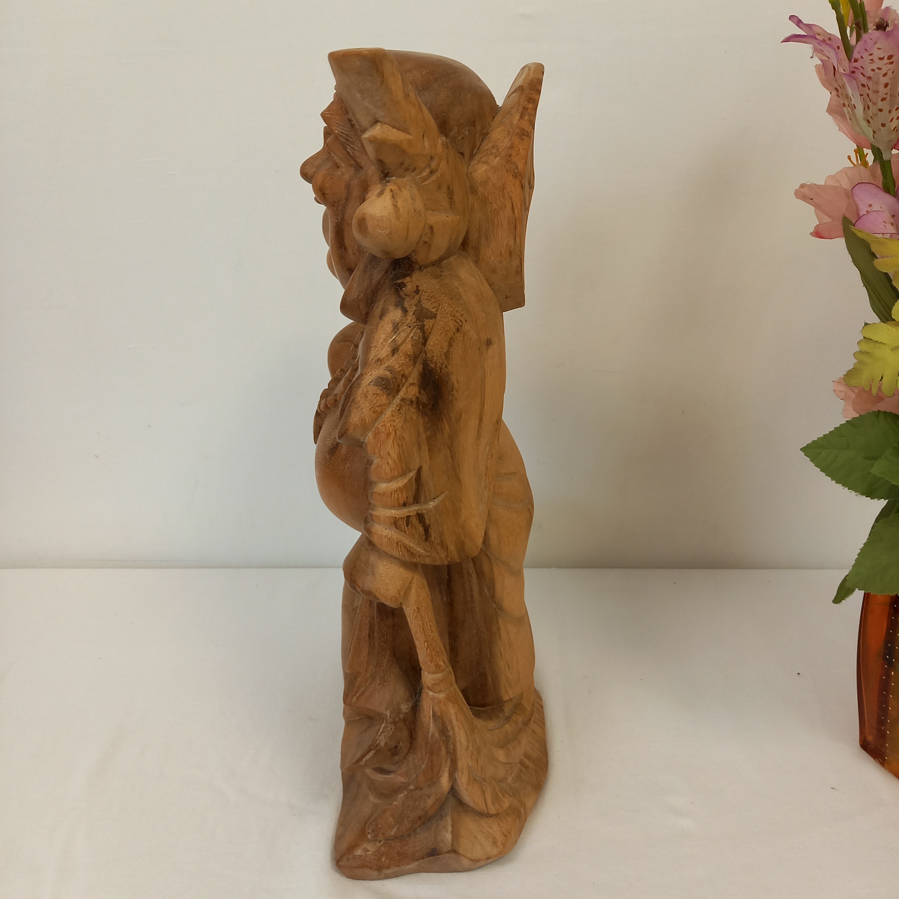 Sculpture bouddha rieur bois Art Asiatique Hauteur 40 cm  - Photo 7