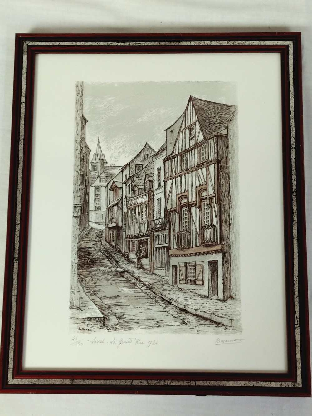 Gravure tirée à la main, signé par l'artiste B.Marcou, 44 ème tirage sur 150, Laval 1984. - Photo 0