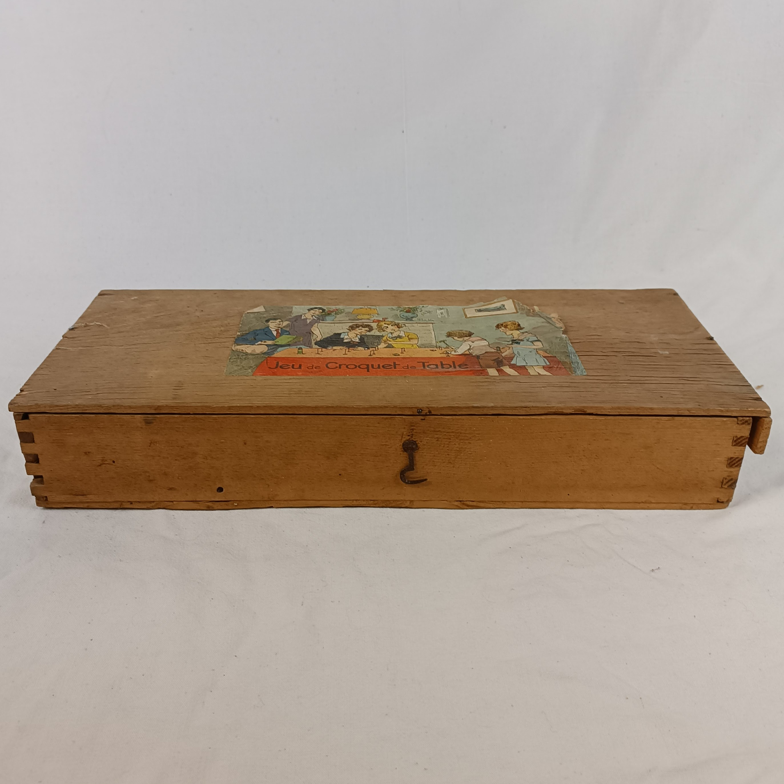 Jeu de Croquet de Table ancien, en bois, dans sa boite d'origine État correct - Vue 7 - 