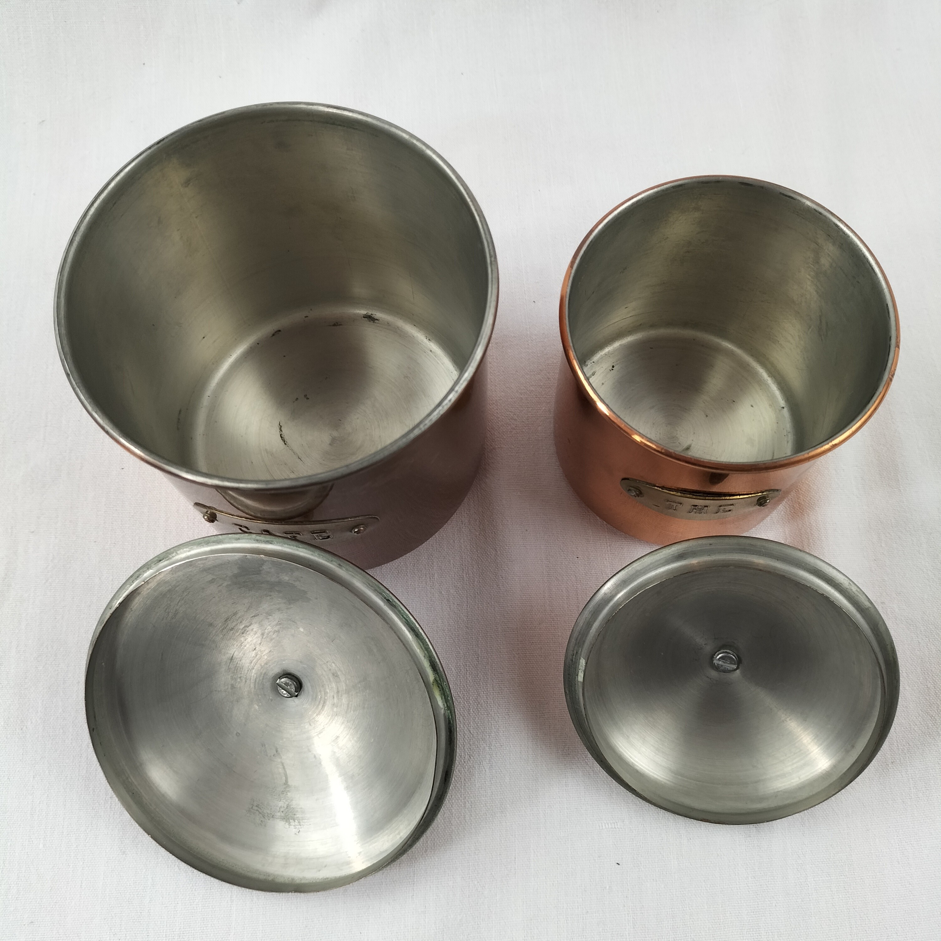 Trio de Pots de Cuisine Vintage en Métal Cuivré – Sucre, Café, Thé - Photo 9
