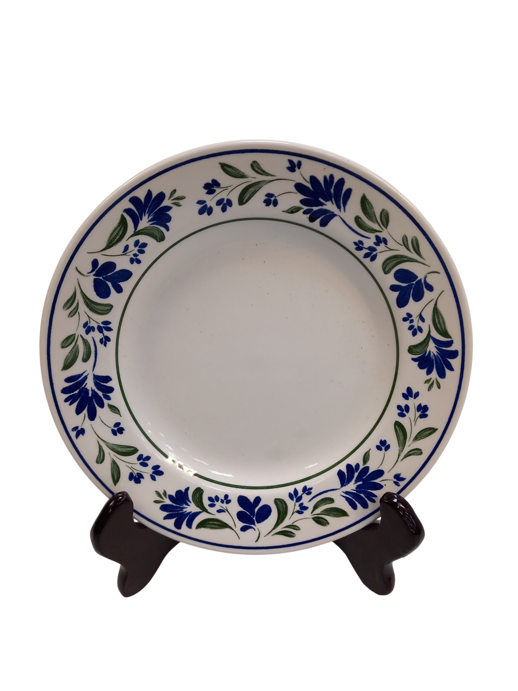 Lot de 6 assiettes à dessert en céramique, décore fleurs bleues 