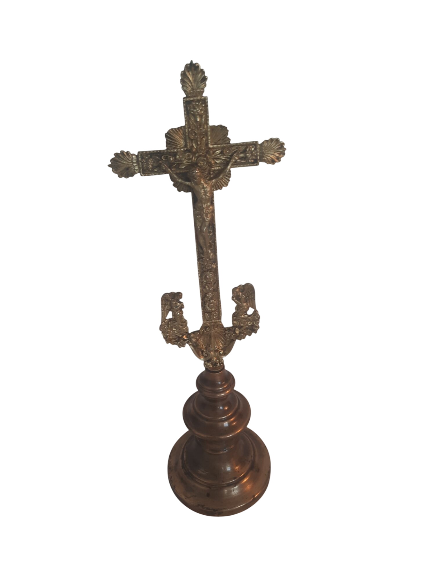 Crucifix antique, croix religieuse, bronze - Photo 0