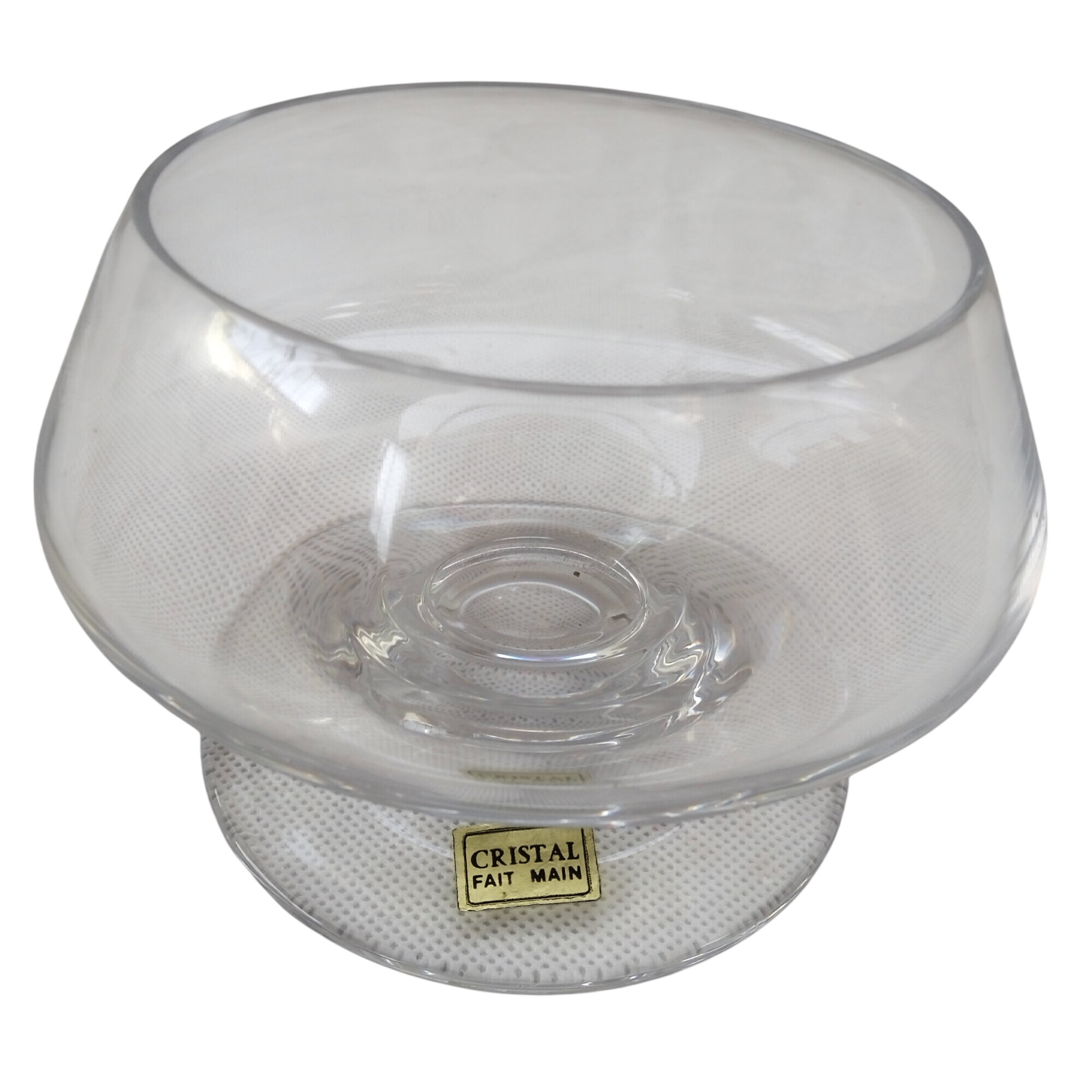 Saladier coupe (caviar, confiture) sur pied en cristal fait main  Très bon état -  reconditionné disponible sur Label Emmaüs