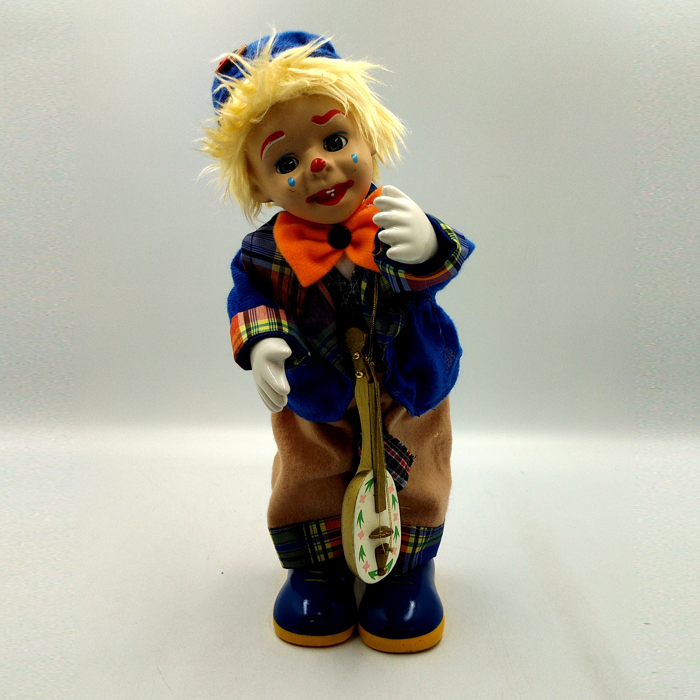 Clown musical, automate en porcelaine avec sa guitare, 32 cm, Vintage. Très bon état - Vue 6 - 