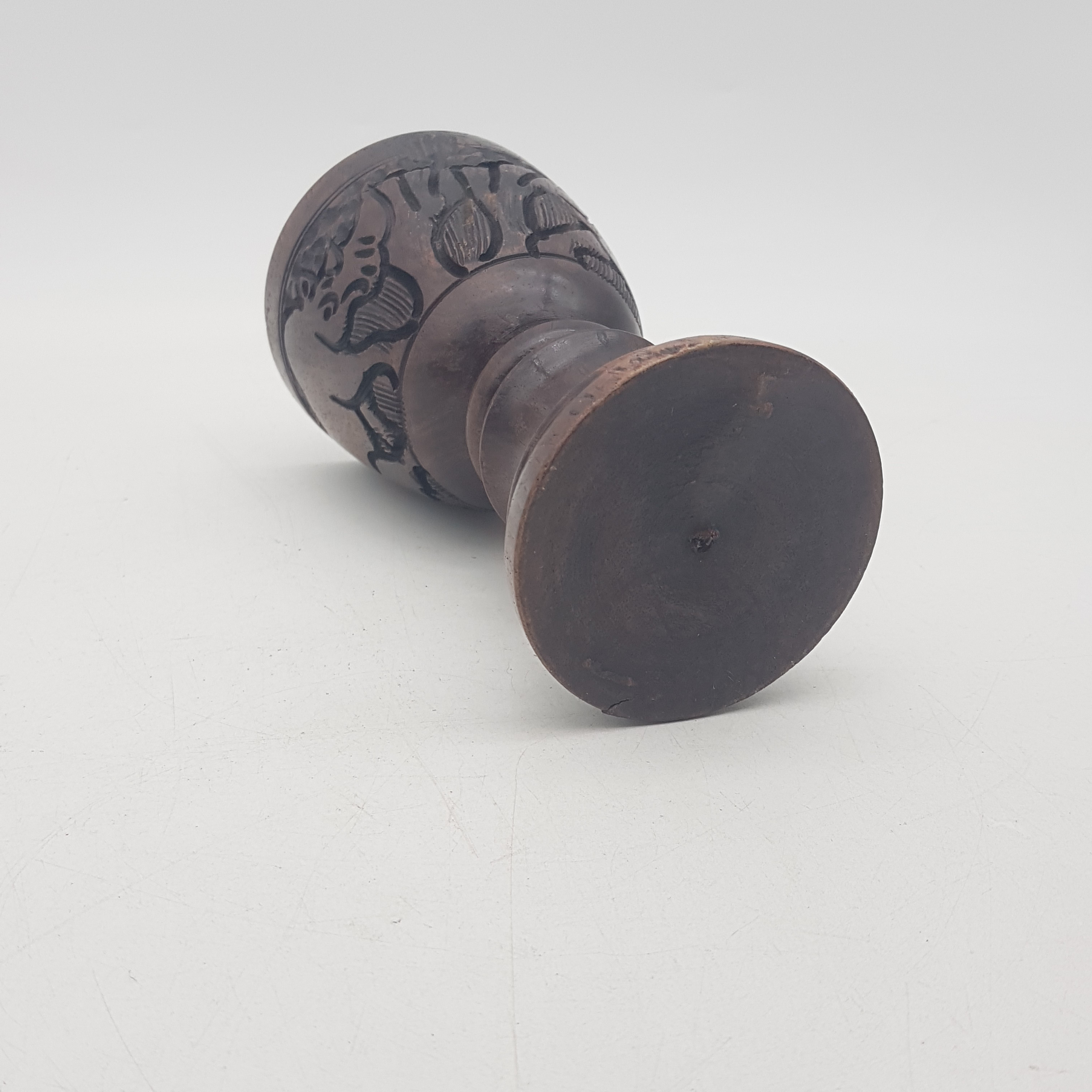 Calice en bois sculpté - décor rhinocéros - style africain - Photo 4