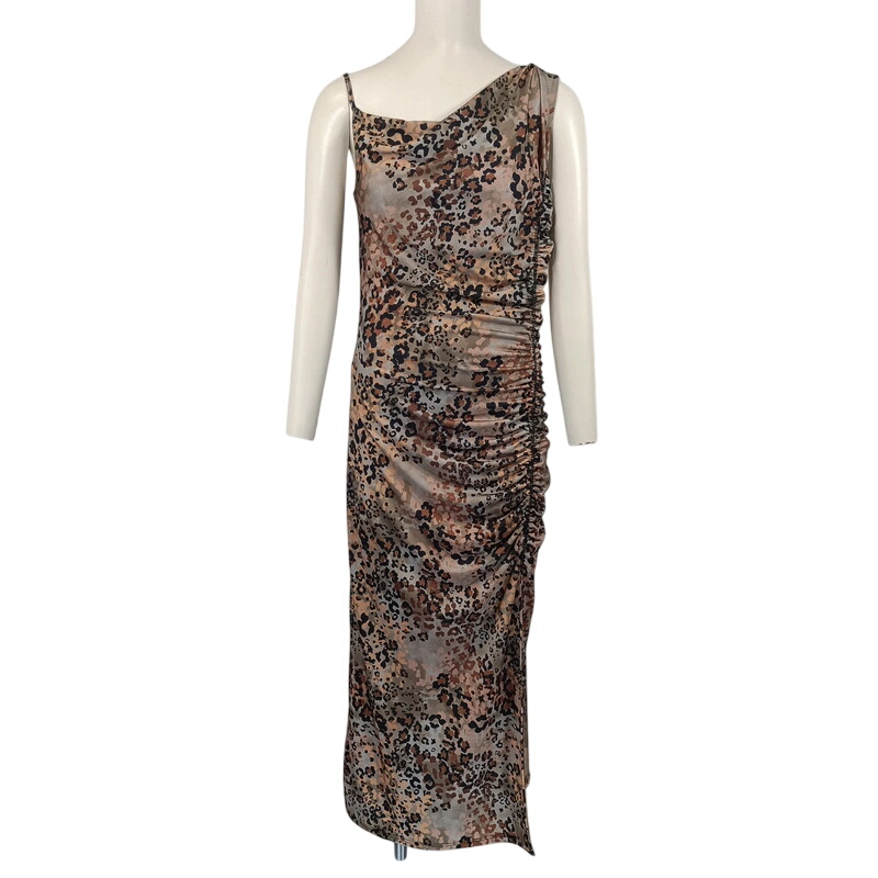 Robe longue asymtrique lopard dtail fronc - Taille S imprim animalier - Label Emmaus - Modalova