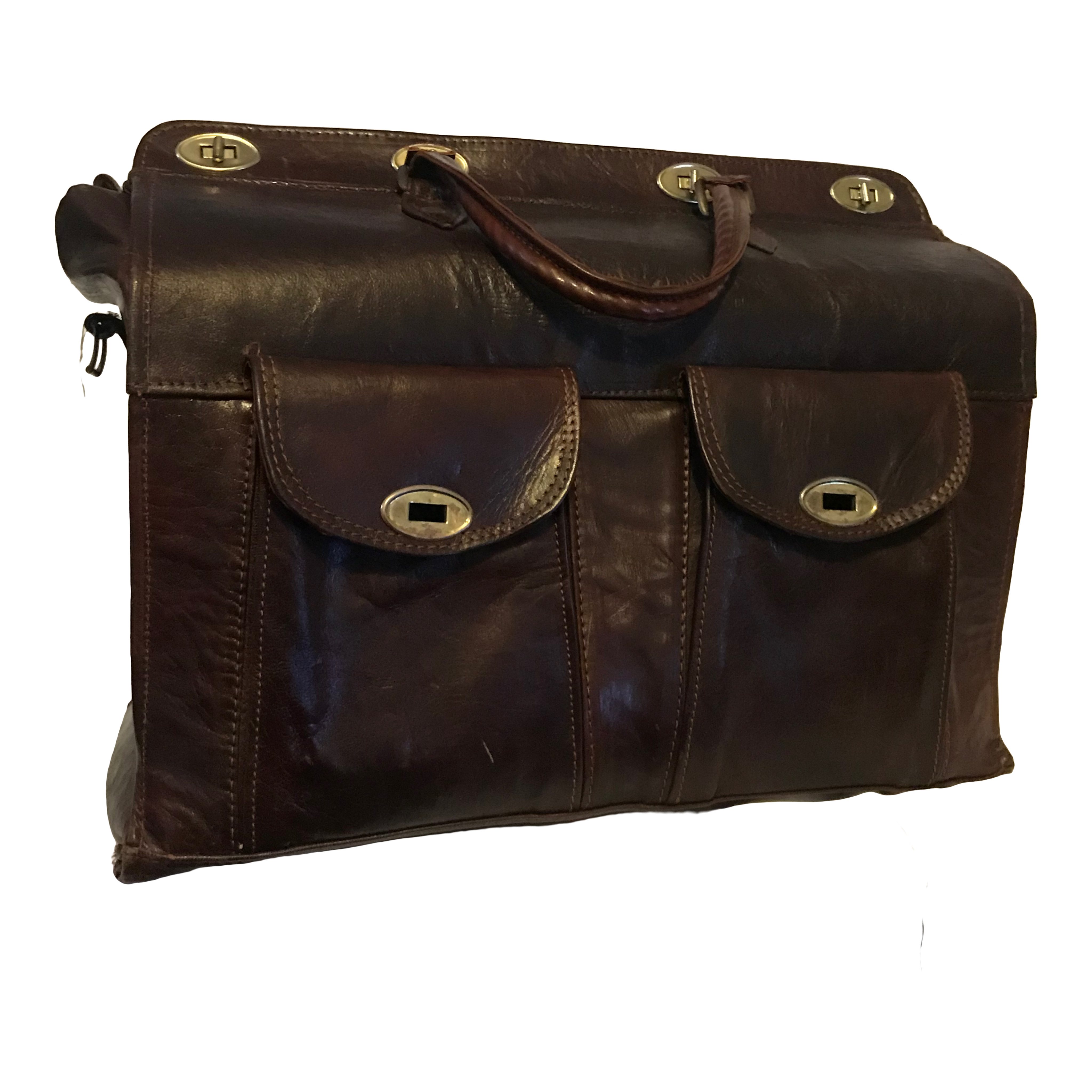 Valise Souple Rétro en Cuir Souple  Très bon état -  reconditionné disponible sur Label Emmaüs