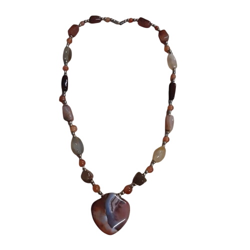 Collier avec pendentif en pierre d'agate rouge - Label Emmaus - Modalova