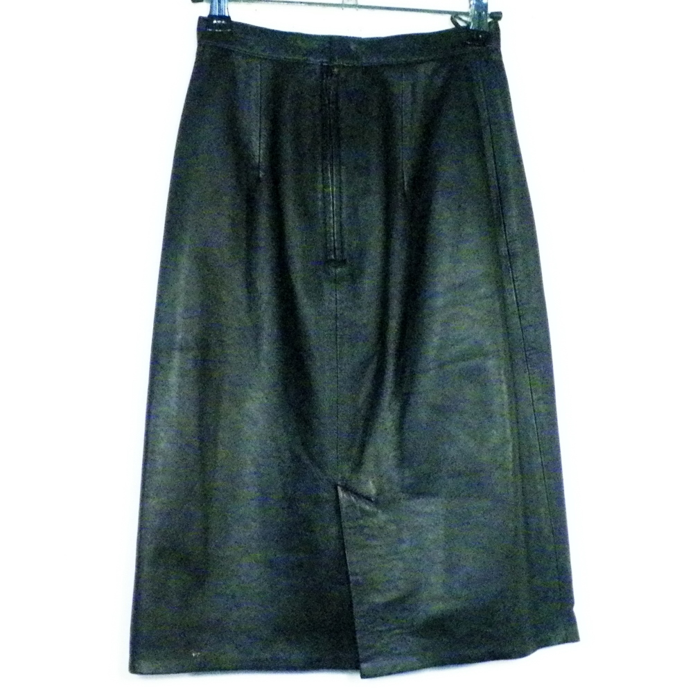 Jupe En Cuir Noir Taille Estimée 34  - Vue 2 - 