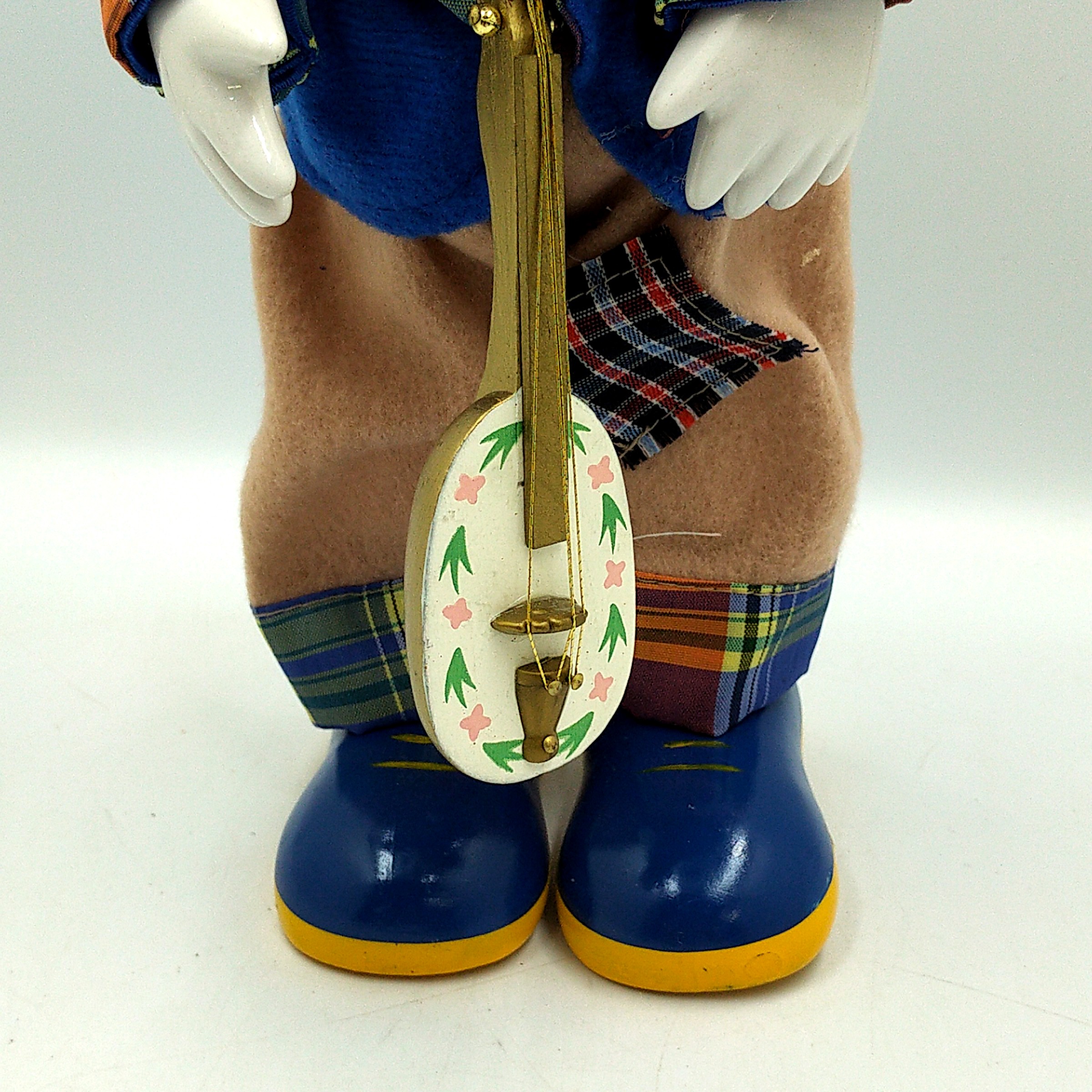 Clown musical, automate en porcelaine avec sa guitare, 32 cm, Vintage. Très bon état - Vue 4 - 