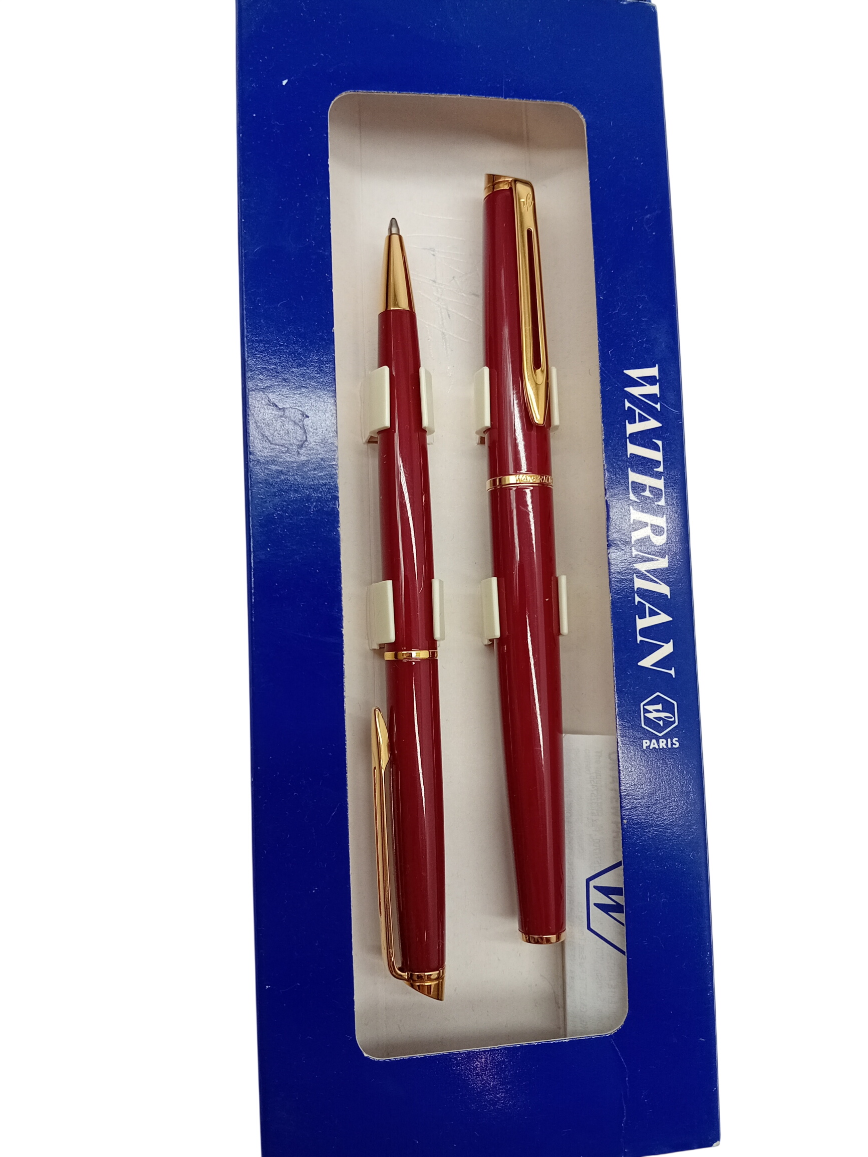 Coffret Stylos Plume Et Bille Waterman Bordeaux Doré Vintage (O271) Très bon état -  reconditionné disponible sur Label Emmaüs