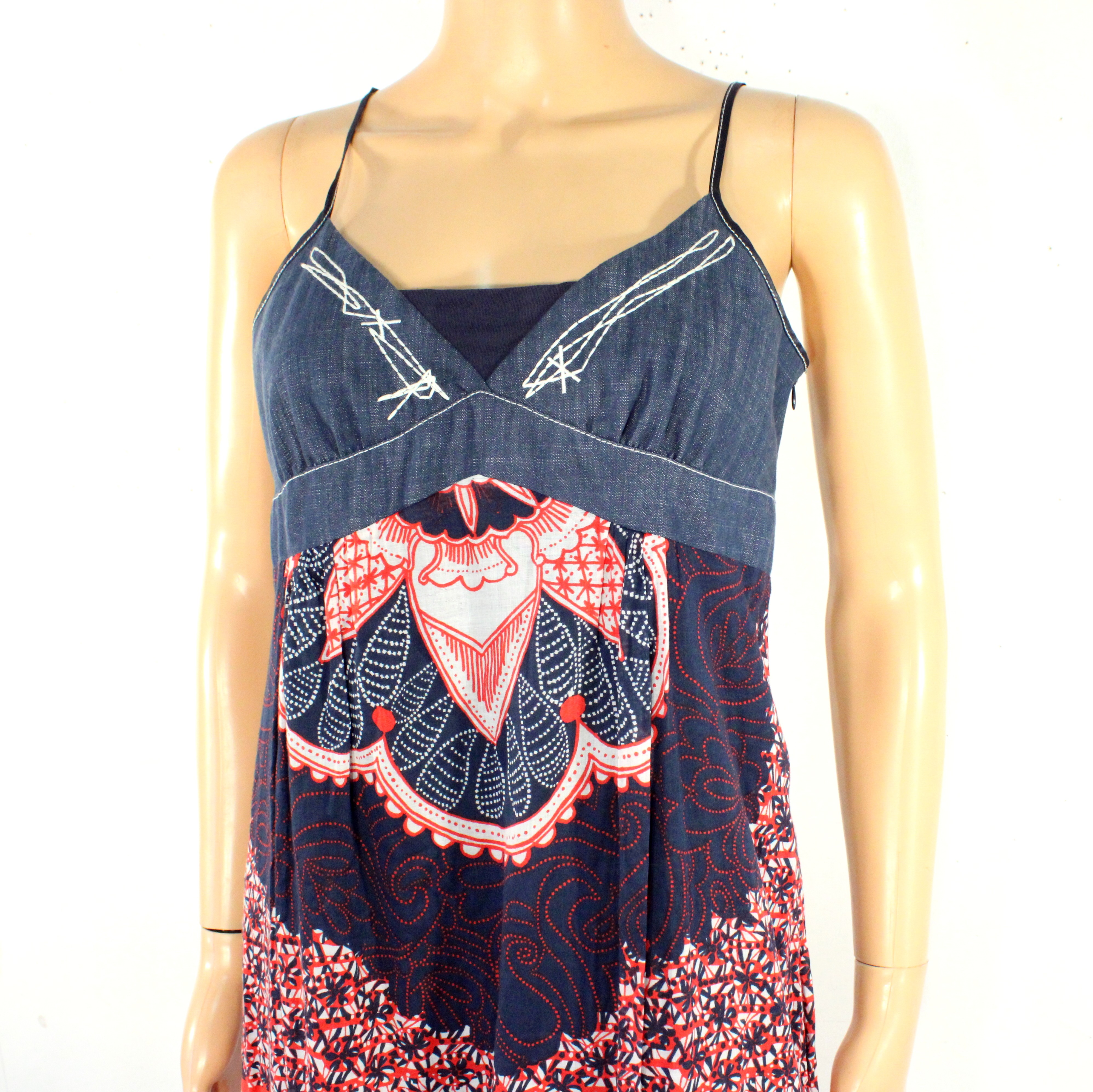 Robe En Coton Bleue Denim & Rouge BAIAO Taille 40 - Photo 2