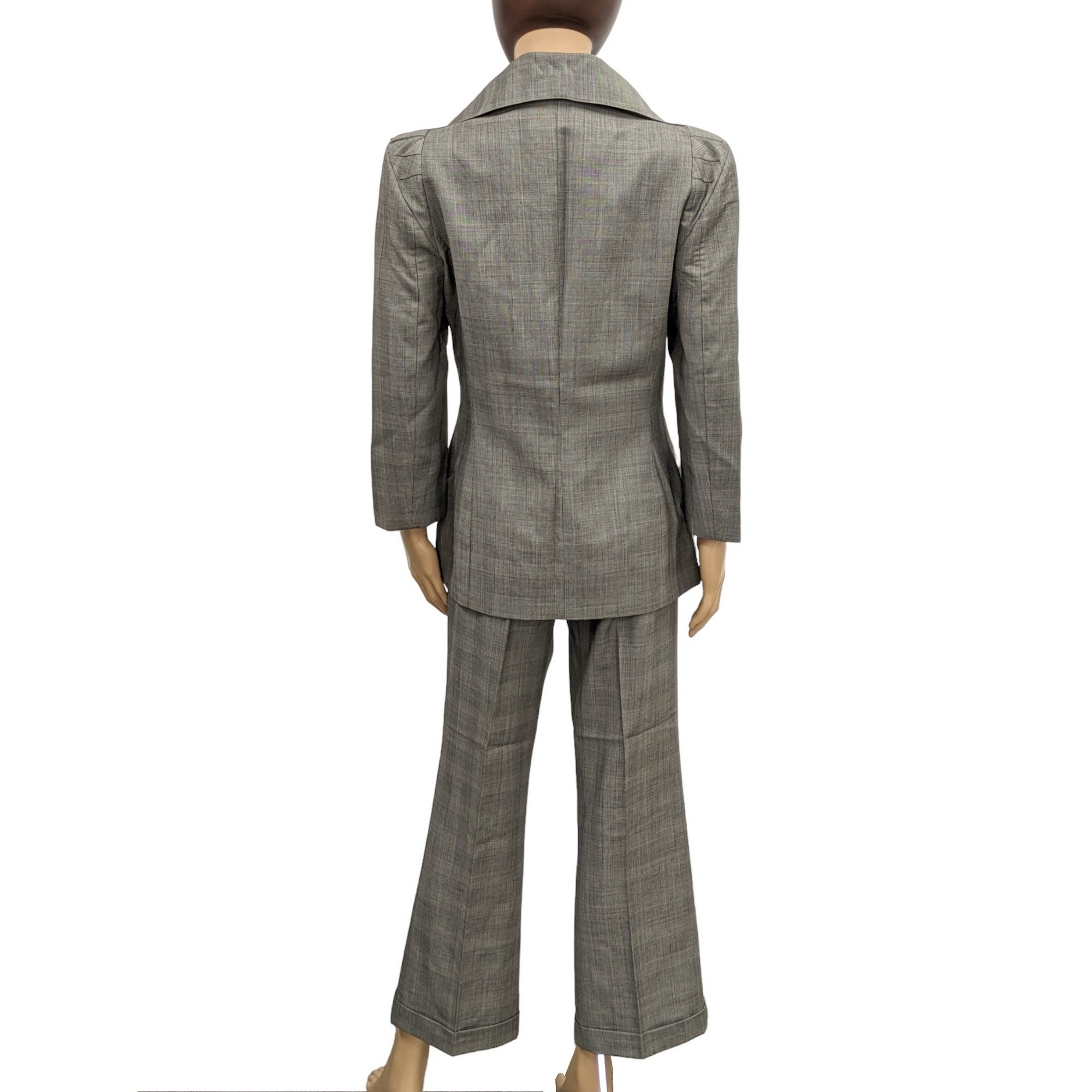 Tailleur Veste & Pantalon Lolita Lempicka T 42 Ensemble en laine vierge motif Prince de Galles gris - Photo 4