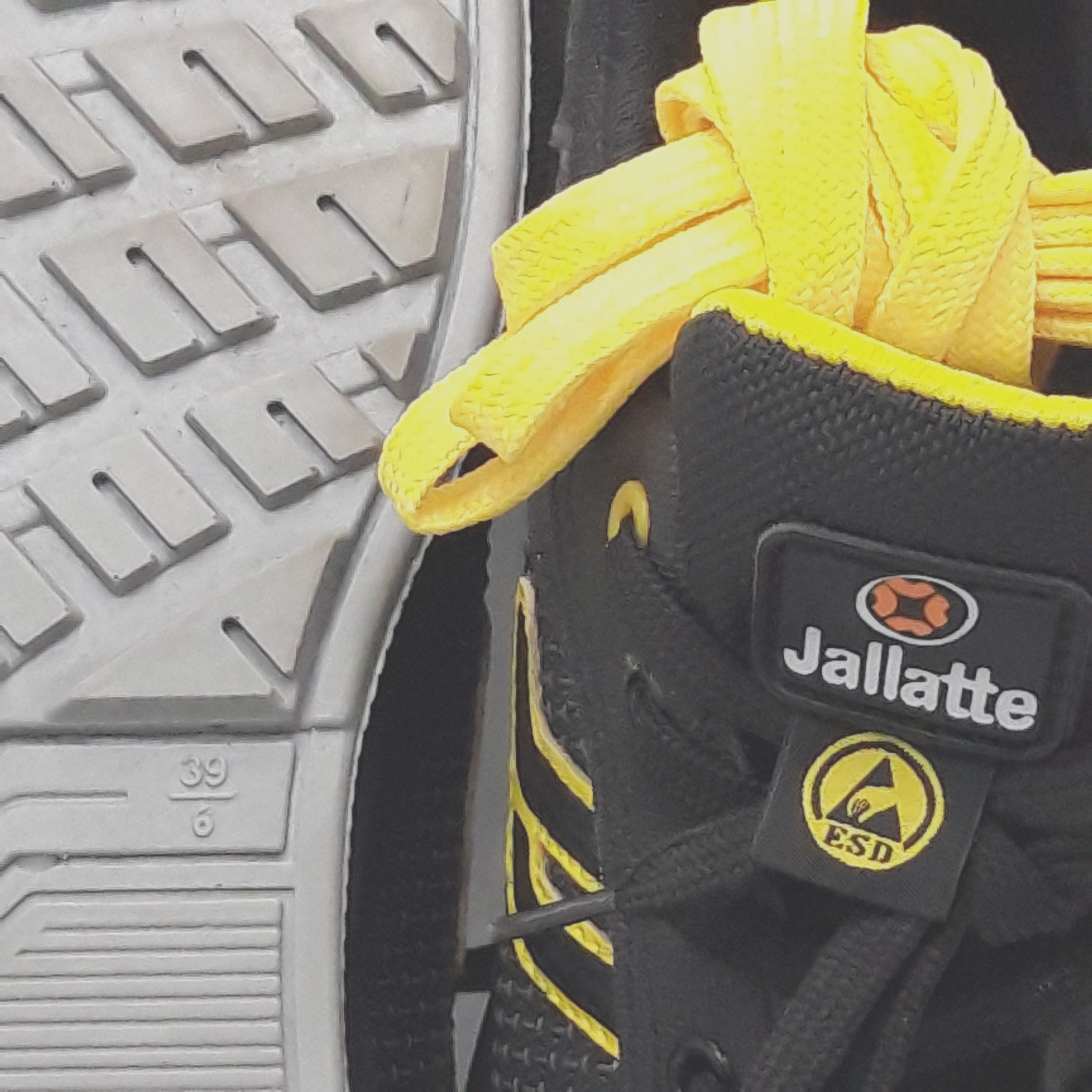 Chaussures de Sécurité ‘’Jallatte Memory ’’ de style Basket en noir & jaune, Taille 39.6 Très bon état - Vue 8 - 