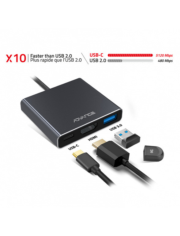 Hub Advance 3 en 1 Xpand Smart USB-C + HDMI Comme neuf - Vue 2 - 
