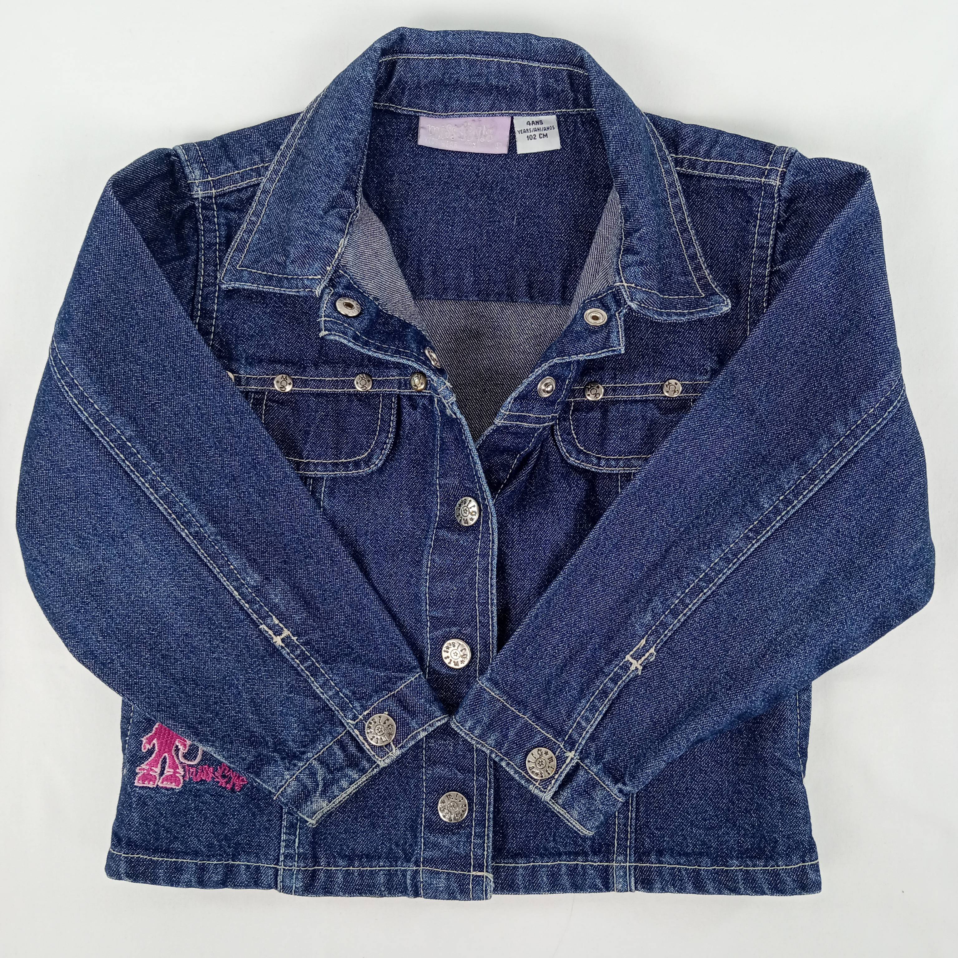 Veste en jean enfant fille de la marque Miss Oyla manches longues de couleur bleu taille 102 cm (4 ans) - Photo 2