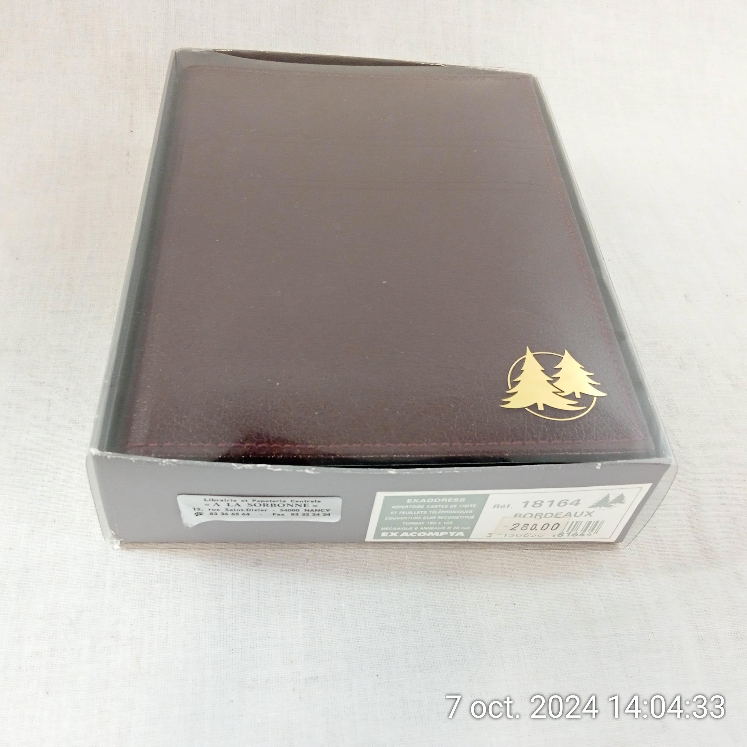 Agenda Organiseur EXACOMPTA cartes de visite et feuilles téléphoniques couverture cuir mécanique 6 anneaux  Comme neuf - Vue 2 - 