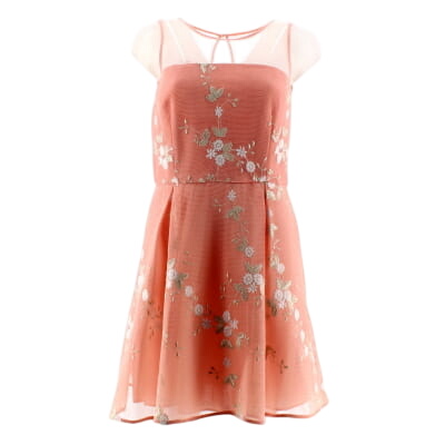 Robe soirée corail à broderie florale - Femme - Naf naf - Taille 40 Très bon état -  reconditionné disponible sur Label Emmaüs