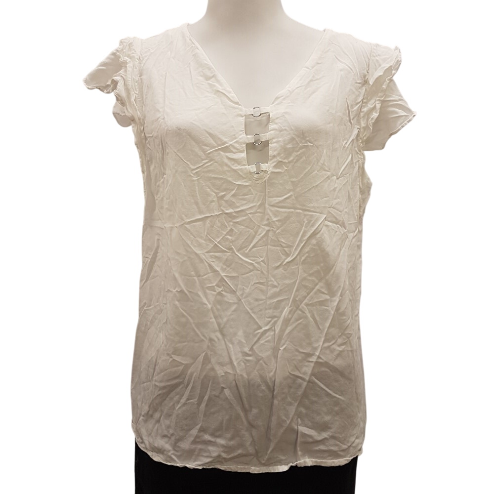 Chemisier blanc à frous frous - GUESS - Taille 40 estimée - Photo 0