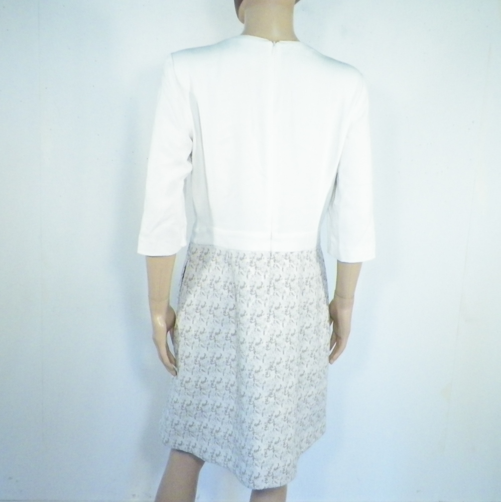 Robe Blanche & Beige CAROLL Taille Estimée L Bon état - Vue 3 - 