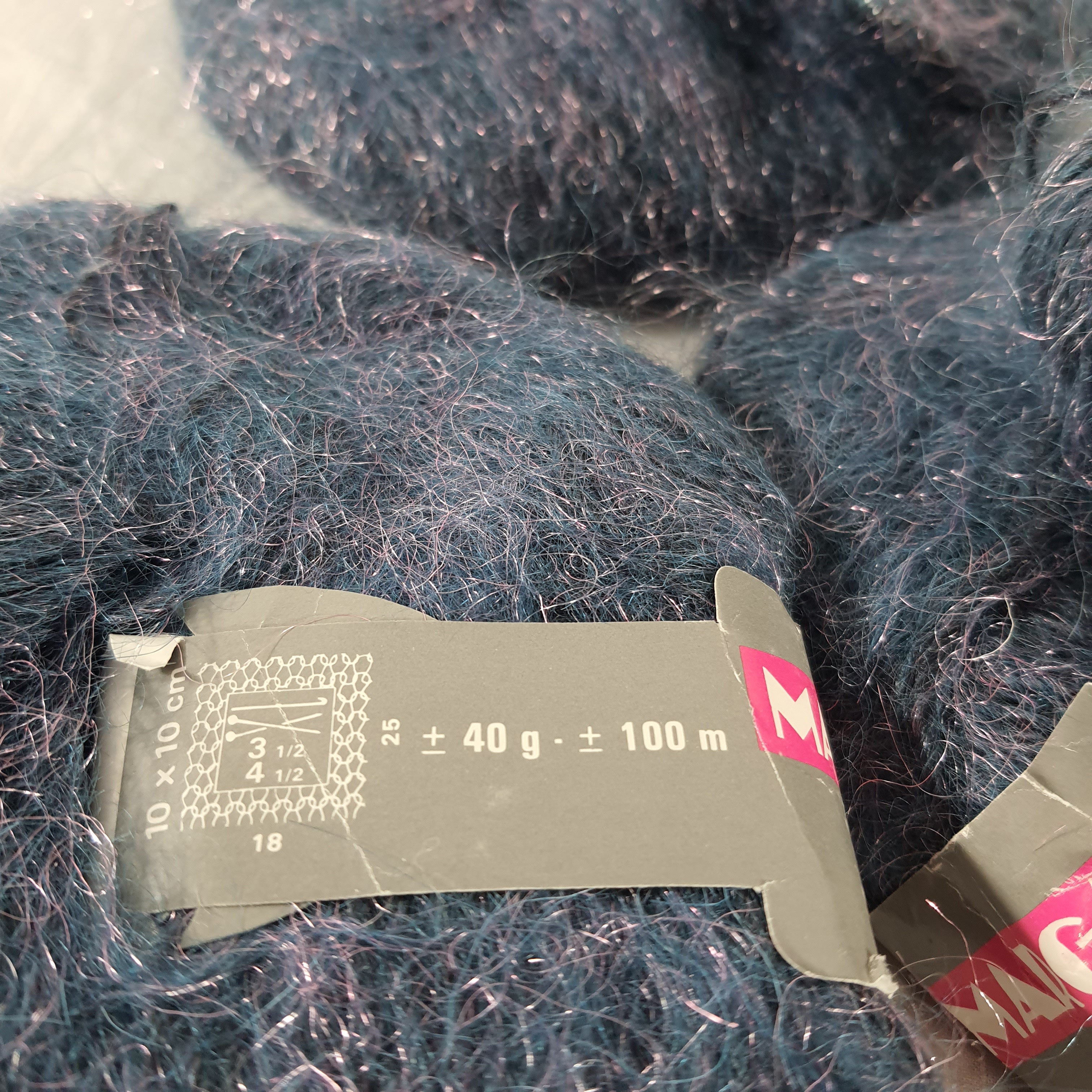 Lot de 4 pelotes de laine - bleu mauve métallisé - Margaret - 60% mohair - Photo 4