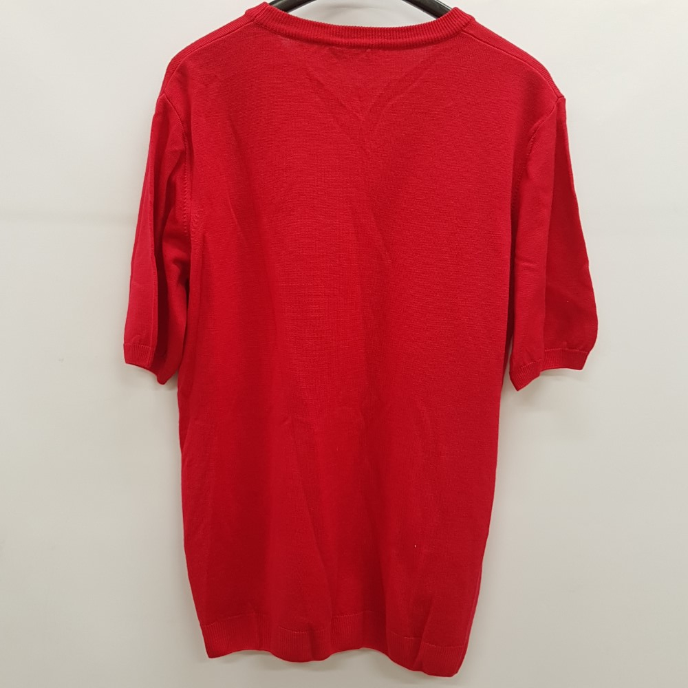 Pull à manches courtes en pure laine vierge mérinos rouge - PETER HAHN - Taille 46 Très bon état - Vue 2 - 
