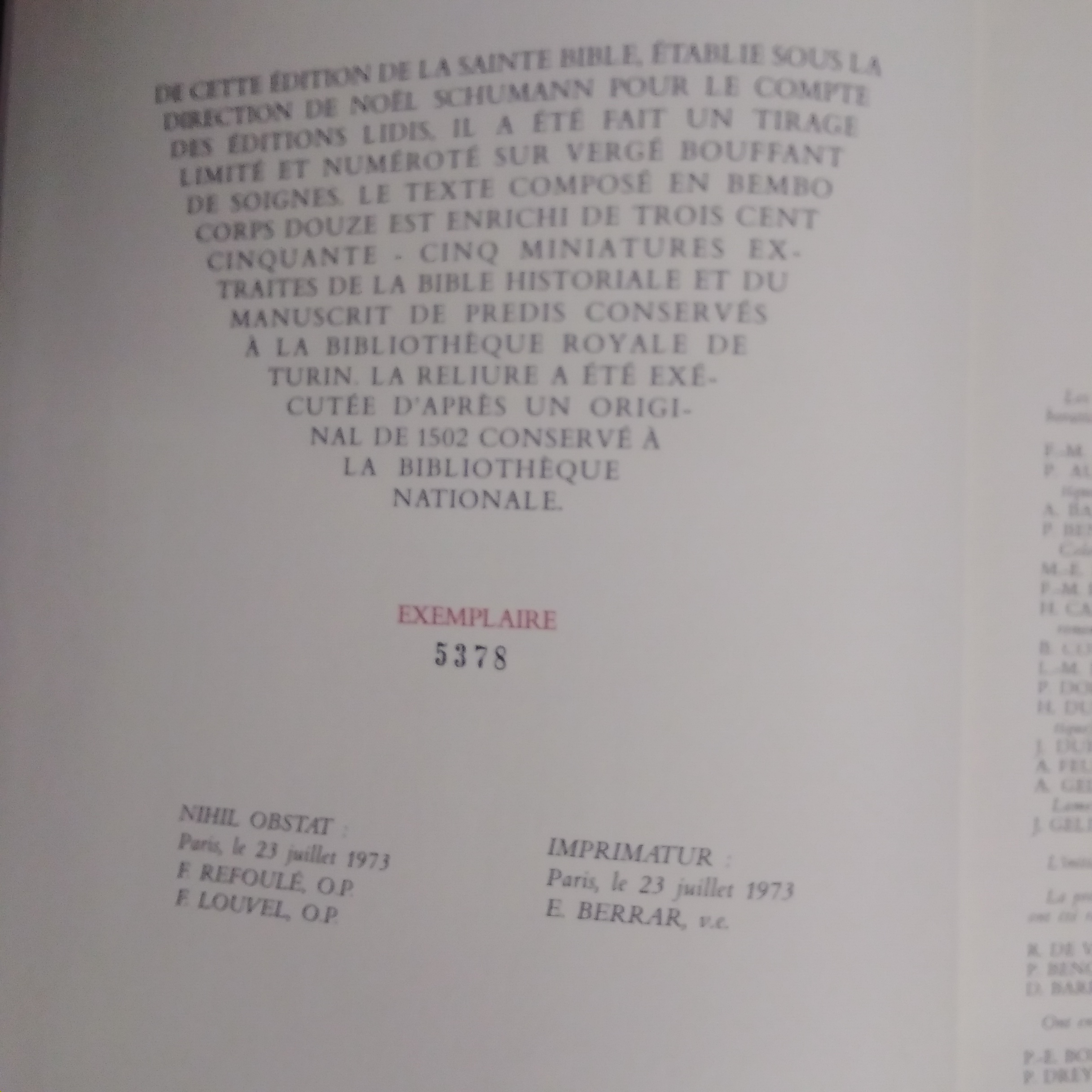 La Saint Bible - Edition Lidis 1973 - Photo 3