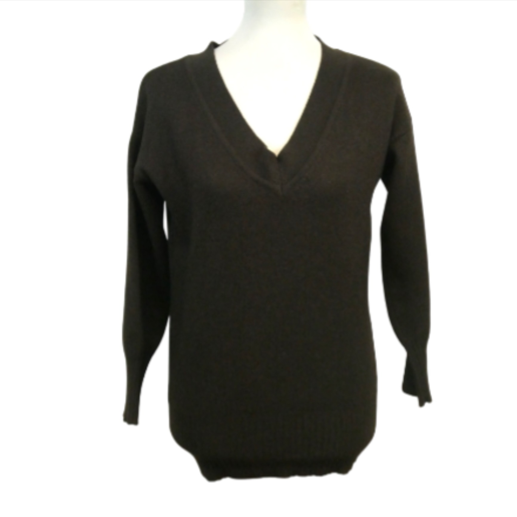 Pull tricot en laine manches longues encolure V - Taille M - United Colors Of Benetton - Modalova
