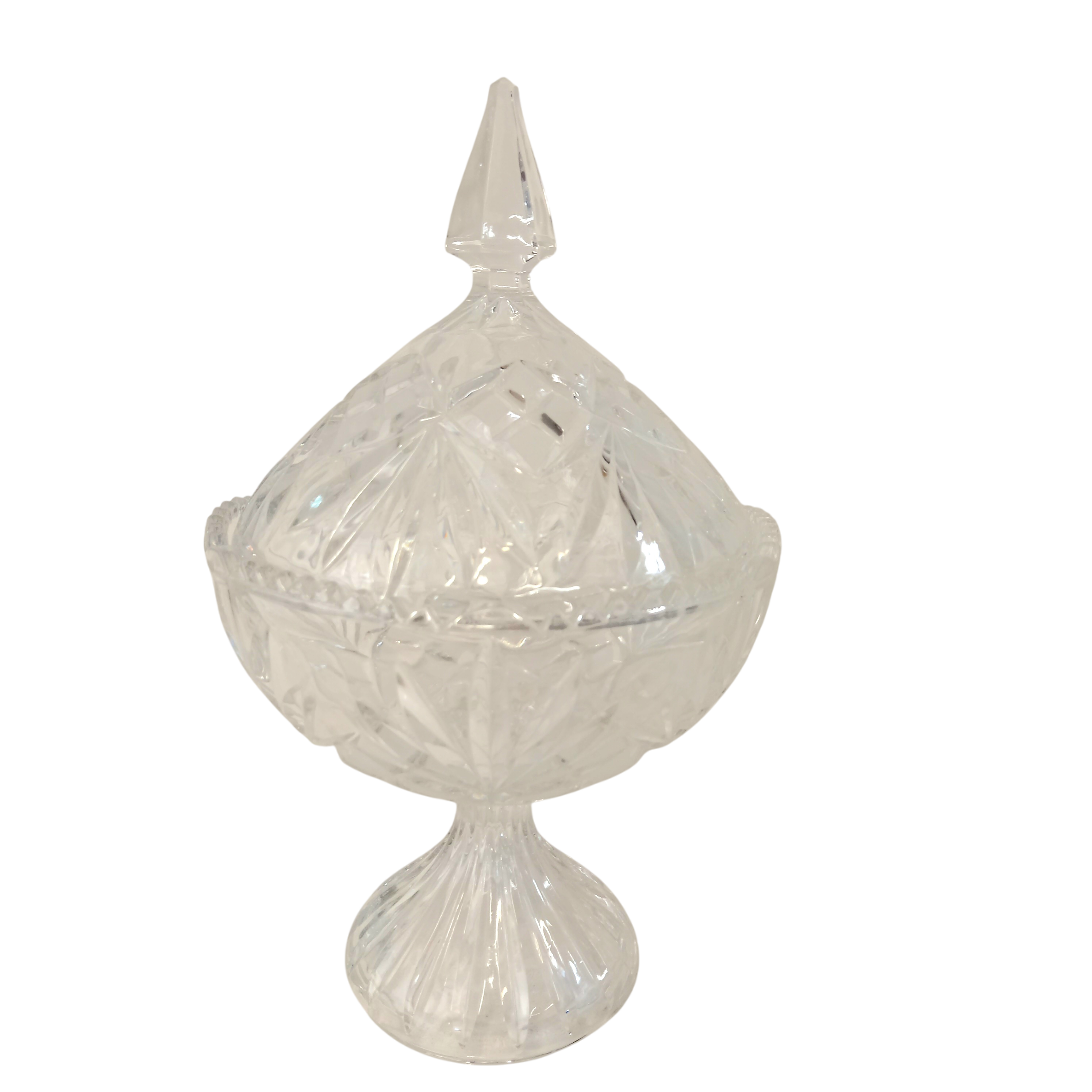 Bonbonnière Erik En Cristal Soufflé à La Bouche EDZARD - Bord Platine - Hauteur 18 Cm - Diamètre 15 Cm