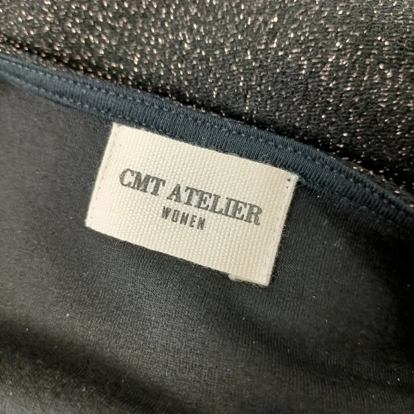 Robe moulante de soirée noire brillante à paillette col V - CMT Atelier M Très bon état - Vue 2 - 