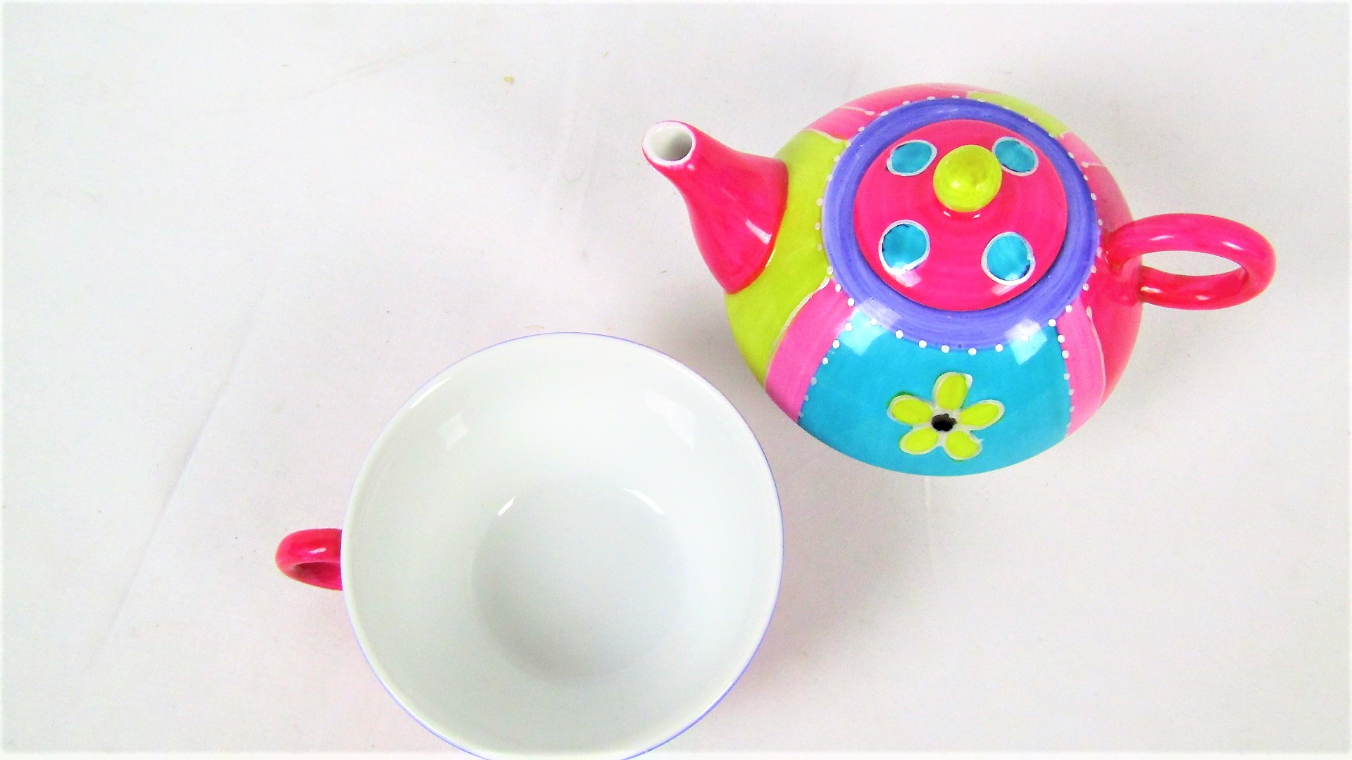 Service à thé ou à café en porcelaine orange irisé/nacré rétro années 60/70
