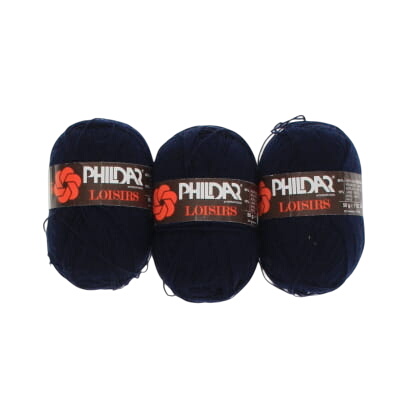 Lot de 3 pelotes de laine bleu foncé - Phildar - 50 g par pelote - Photo 0