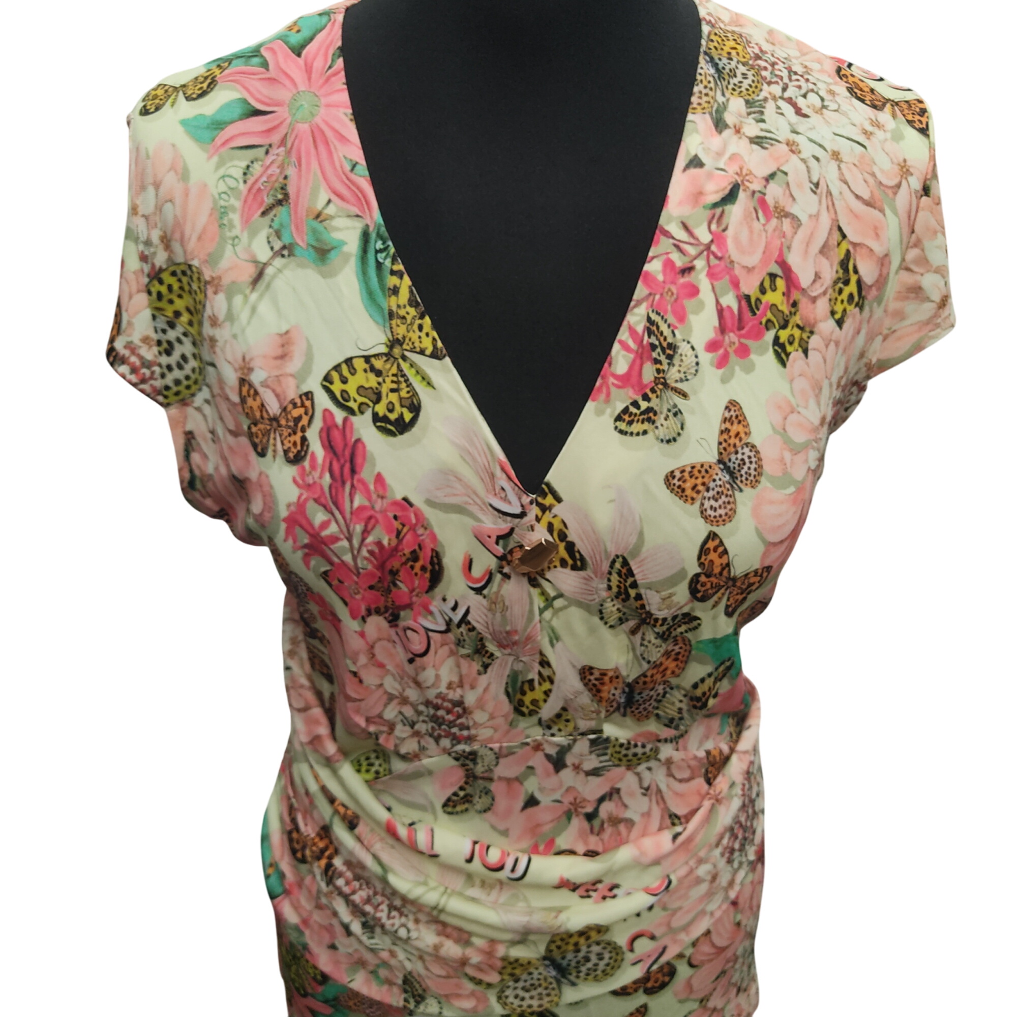 Superbe tunique motifs fleurs et papillons, marque - cavalli class - Modalova