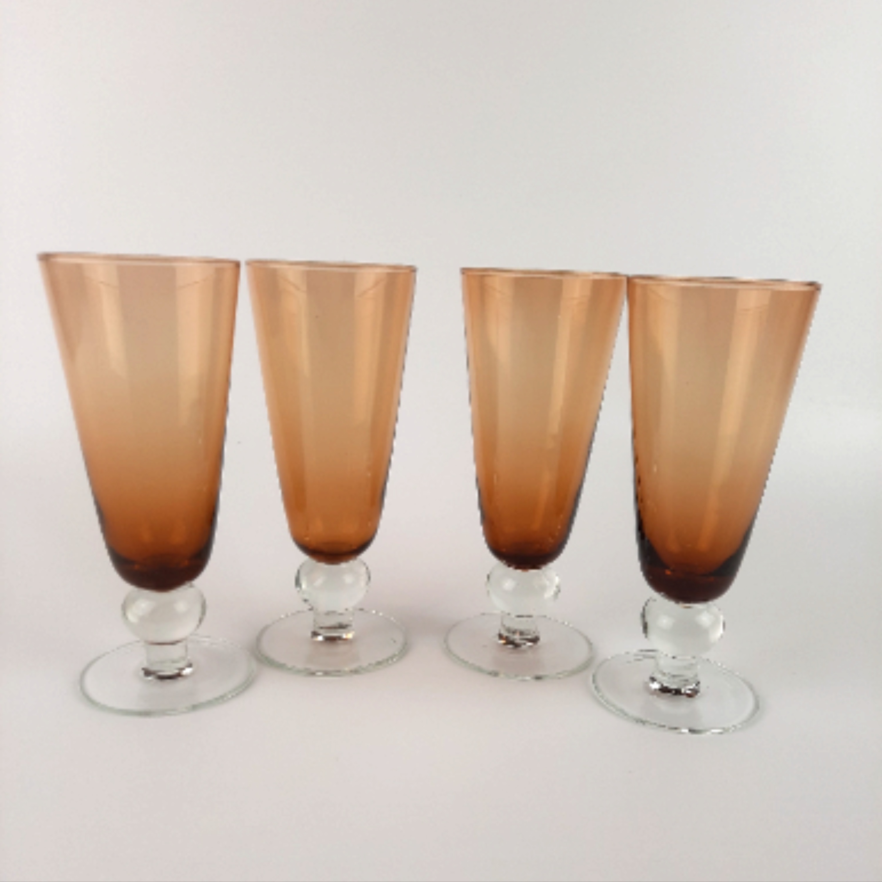 Lot de 4 Flûtes à champagne ambré -années 60 - Photo 6