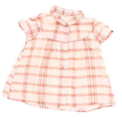 Robe Rose sans manches à carreaux fil métallisé- taille 23 M - Photo 0