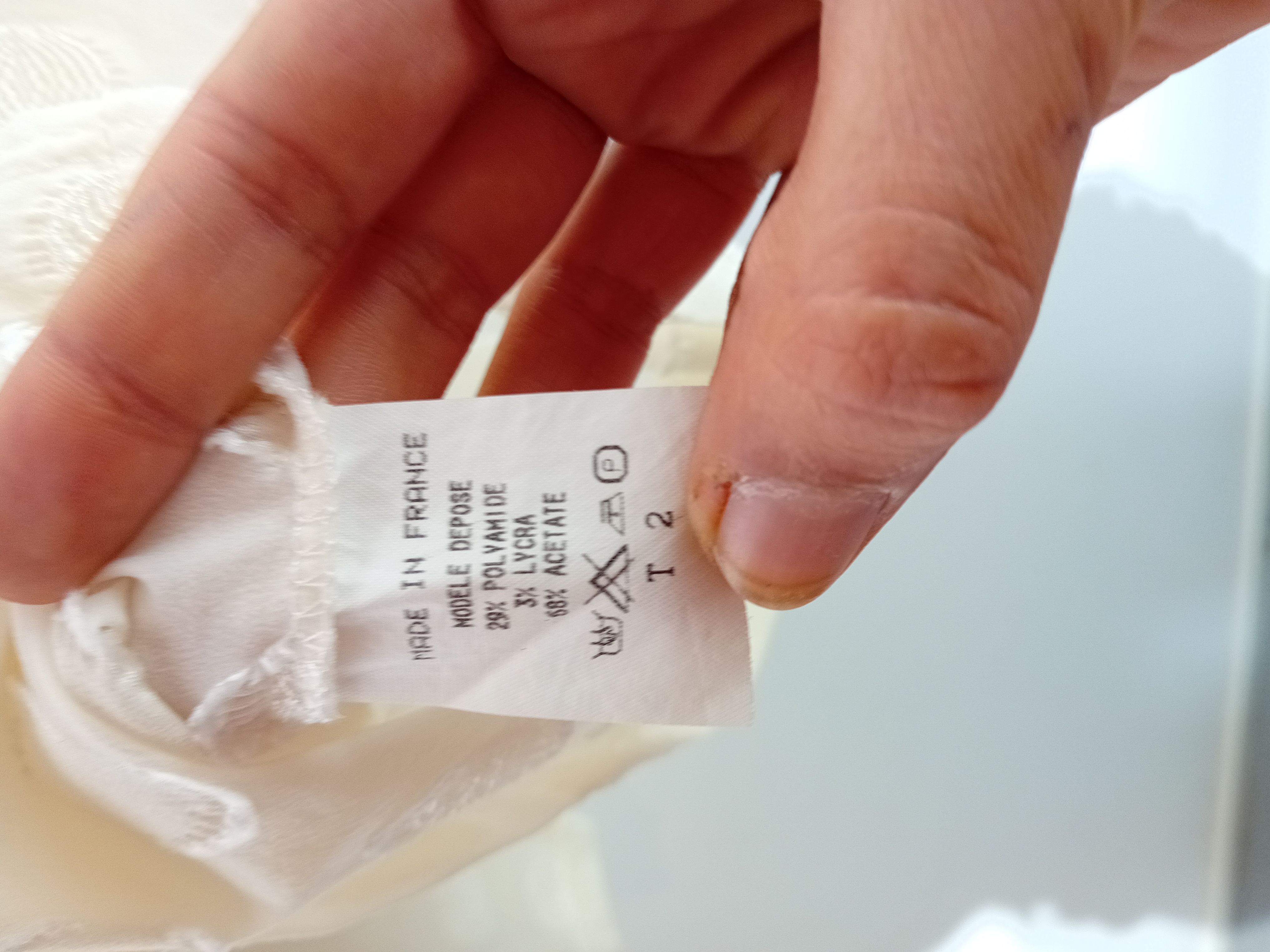 Haut Texturé Blanc Cassé Manches Longues Femme Poupoupidou M (V3590)  - Vue 6 - 