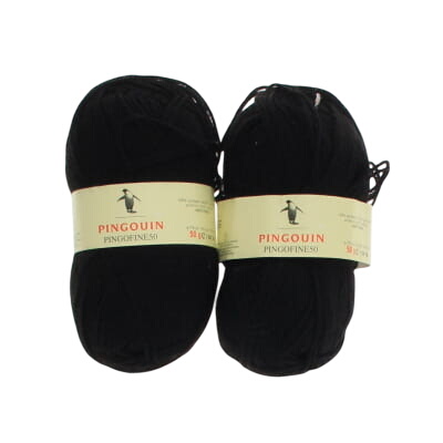 Lot de 2 pelotes de laine noire - Pingouin - 50g par pelote - Photo 0