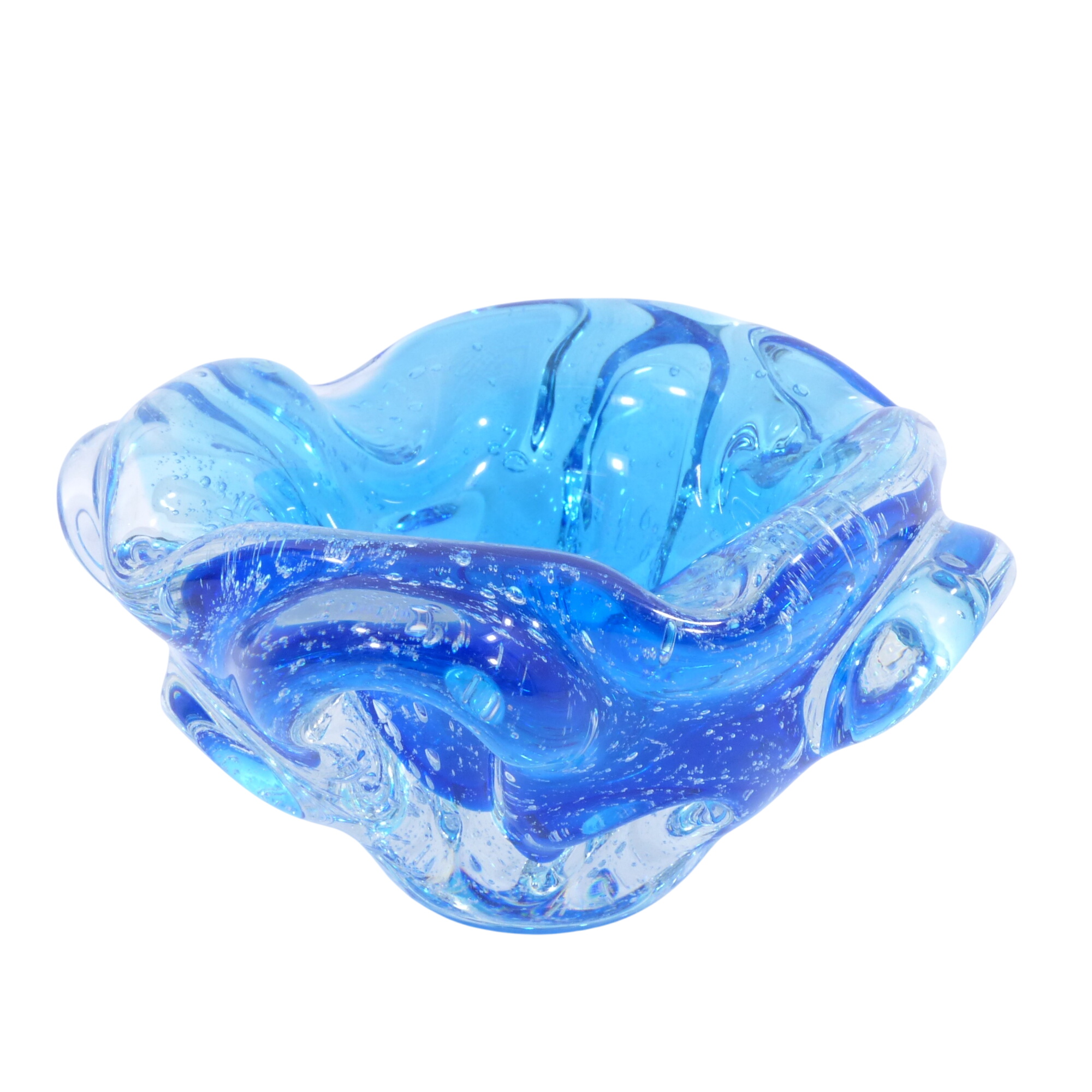 Coupe bullicante / Vide-poches en verre bleu turquoise - Dans le goût de Murano Bon état -  reconditionné disponible sur Label Emmaüs