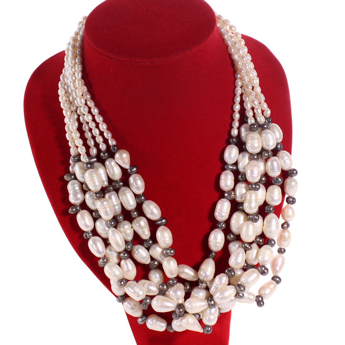 Collier 6 rangs en perles d'eau douce baroques Très bon état -  reconditionné disponible sur Label Emmaüs