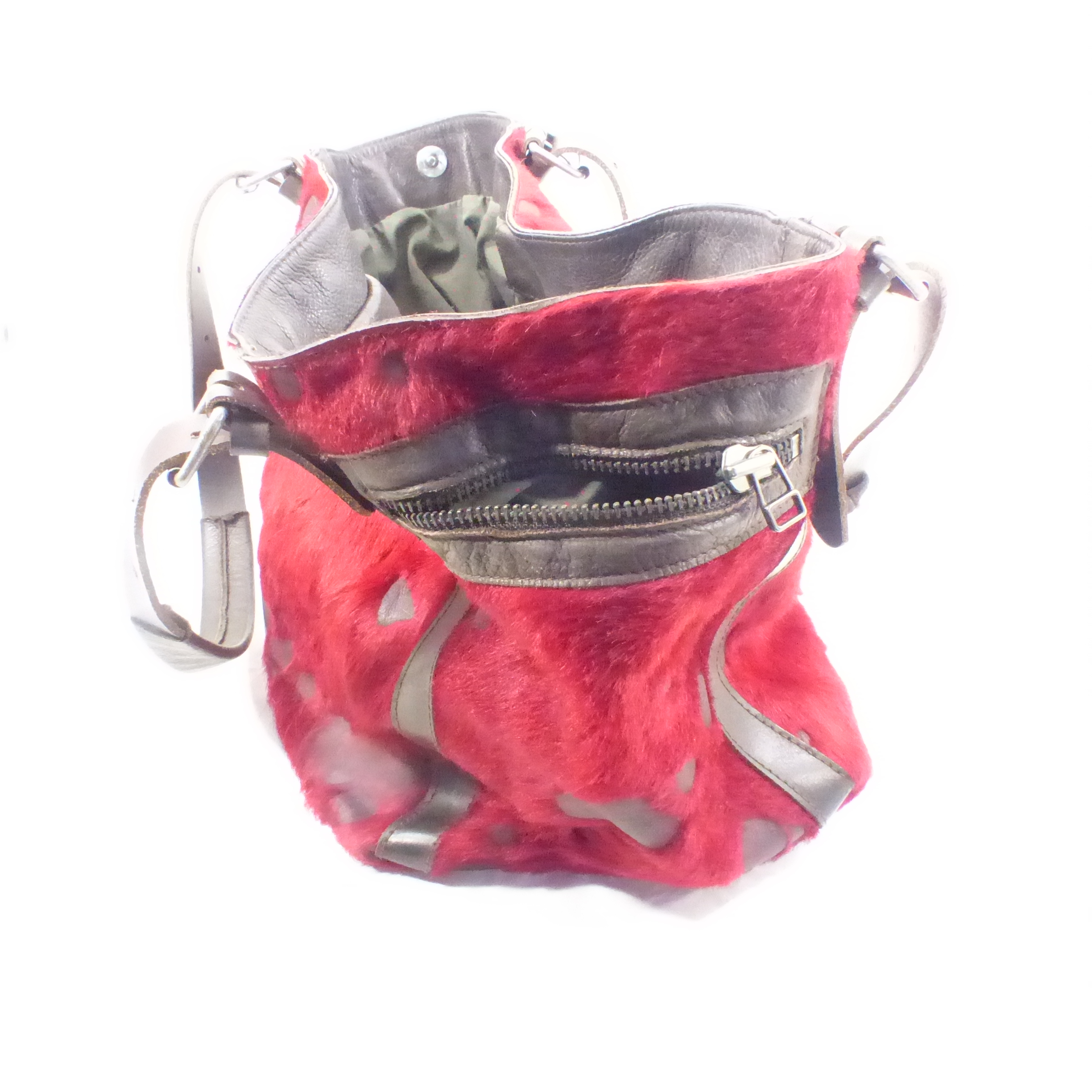 Magnifique sac à main en cuir et peau - Artisane Catherine Parra  Bon état - Vue 4 - 