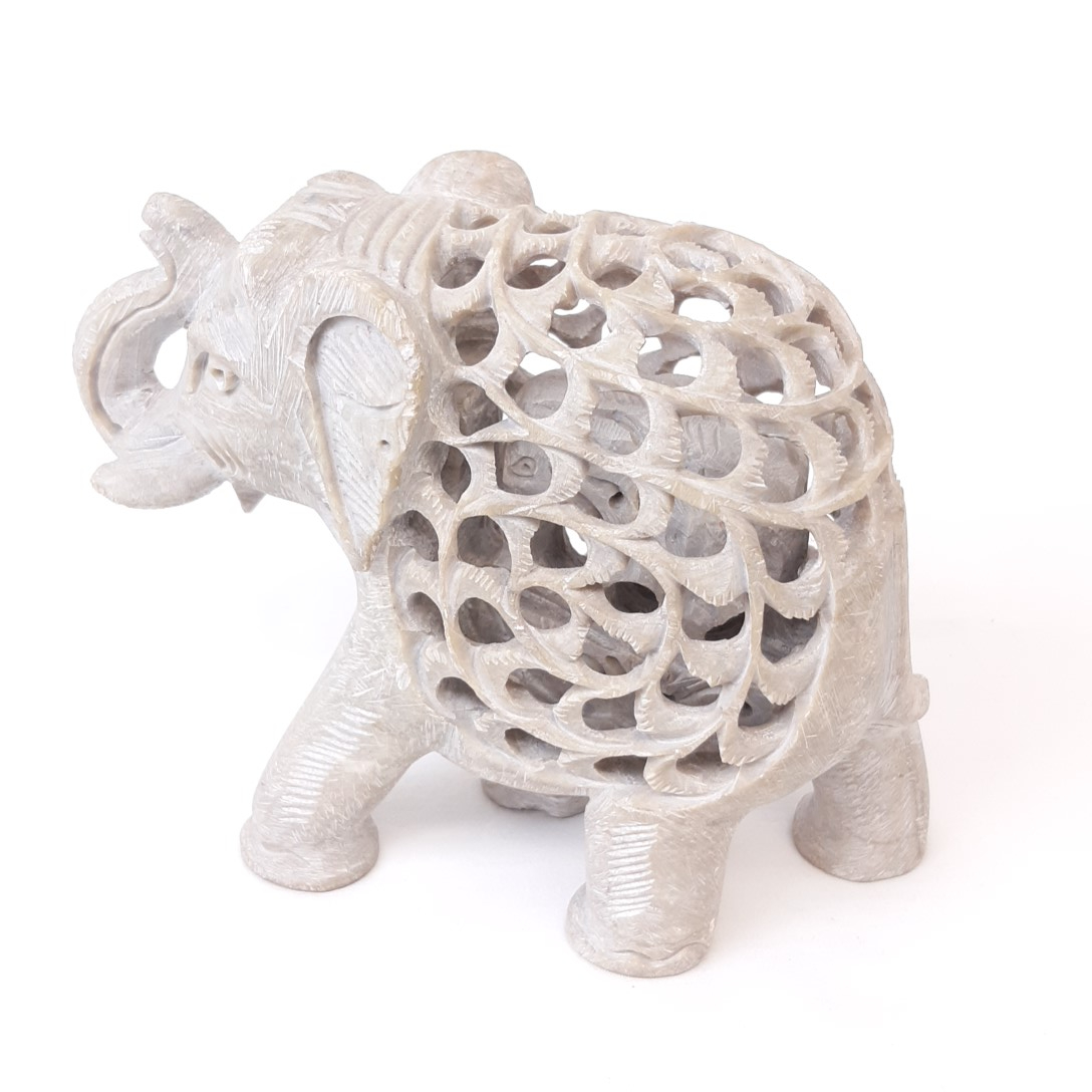 Statuette d'éléphant en pierre à savon - Photo 1