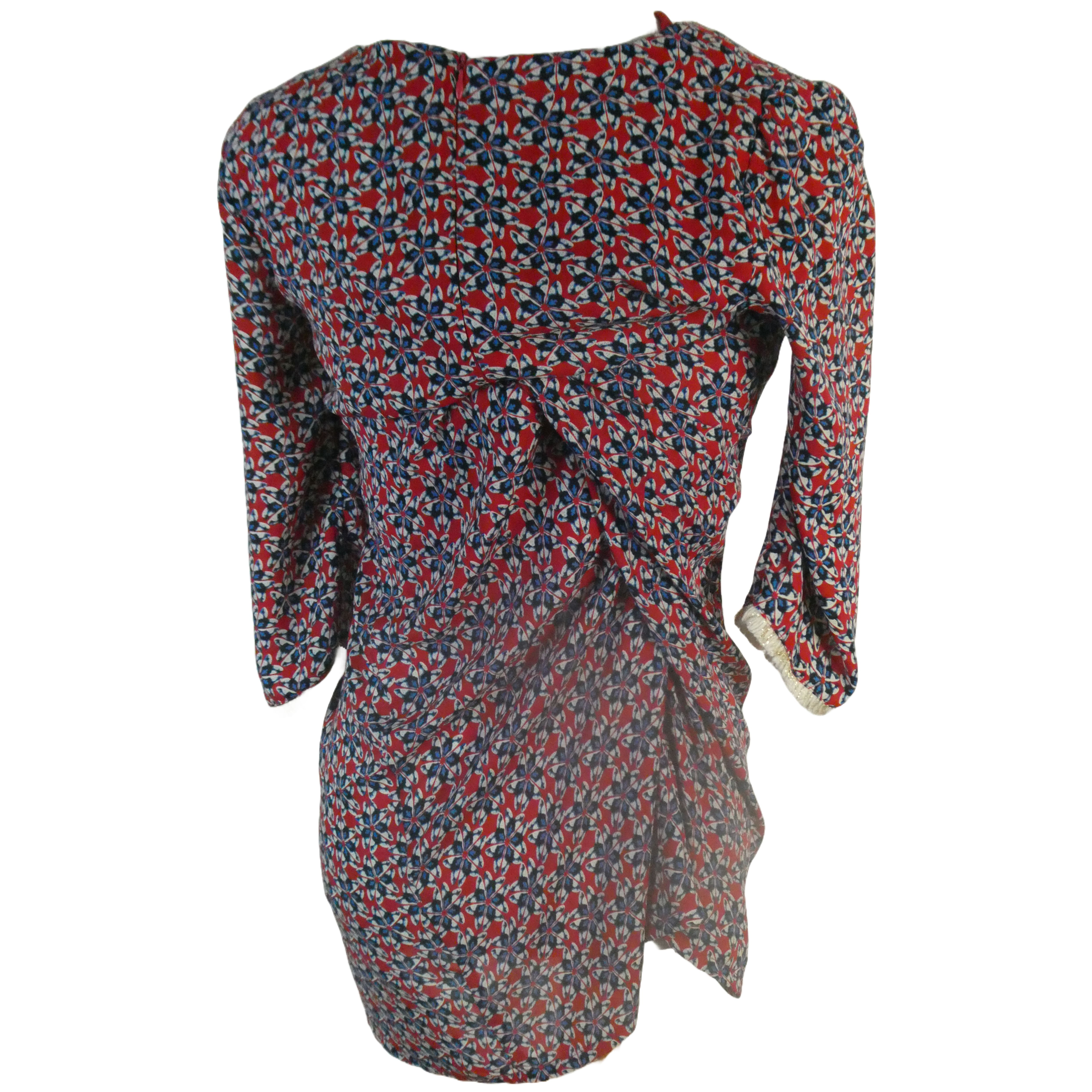 Suncoo Robe courte rouge motif floral bleu - Taille S - Photo 5