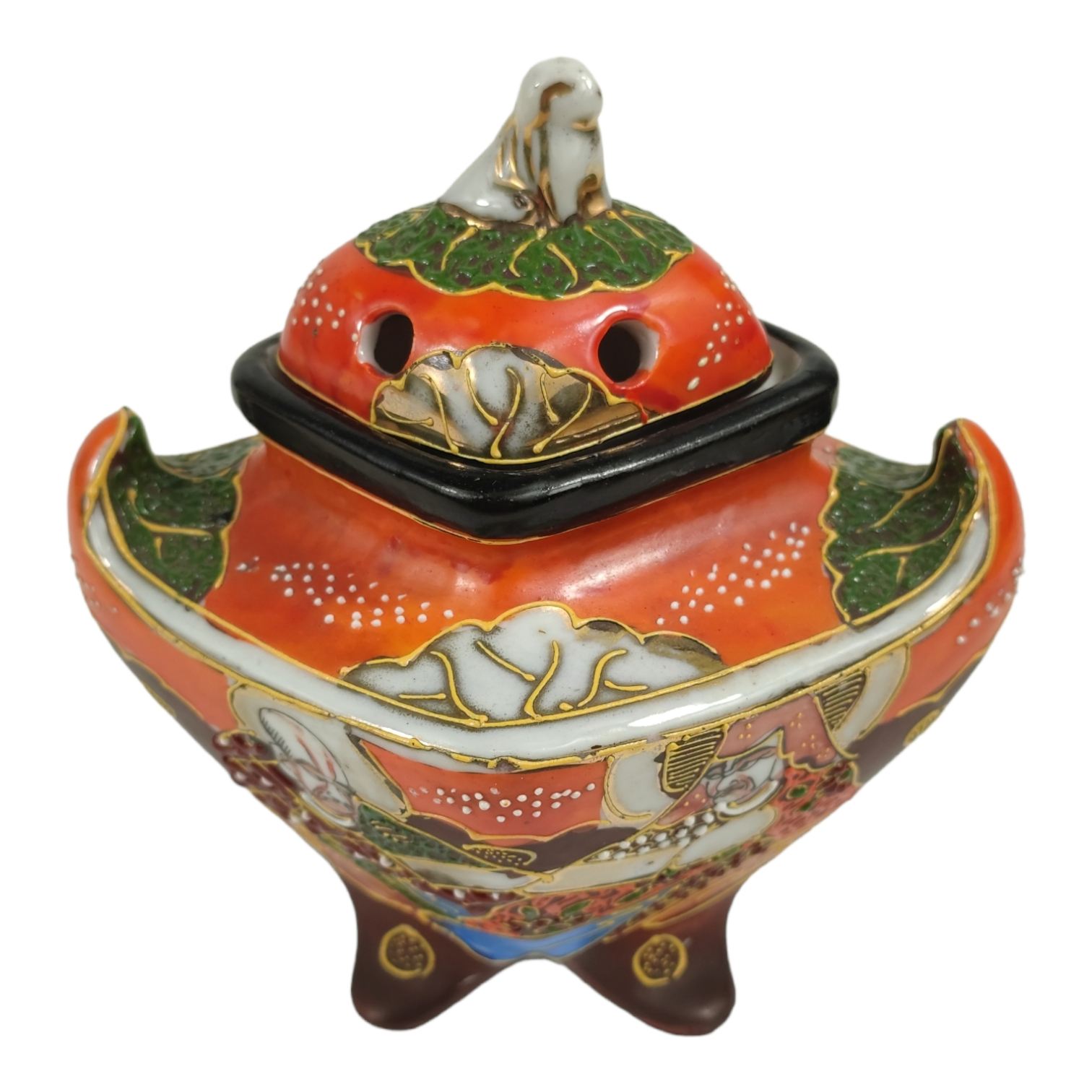 ANCIEN BRÛLEUR D’ Encens/ Pique Fleurs / Pot Pourri En Faïence De