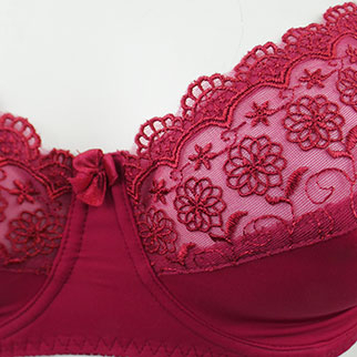Soutien -gorge bordeaux à dentelle avec armatures - Femme - Taille 100 D - Photo 2