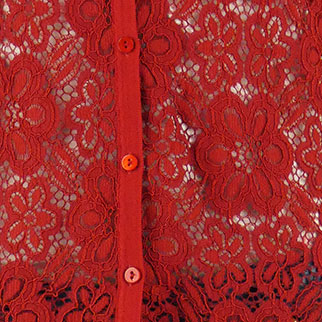 Gilet bordeaux imprimé dentelle - femme - Un Jour Ailleurs - taille 1 Très bon état - Vue 3 - 