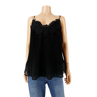 Blouse noire à dentelle - Femme - Zara - Taille M  -  reconditionné disponible sur Label Emmaüs
